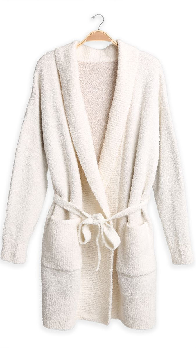 Ivory Robe w/ Pockets & Belt
