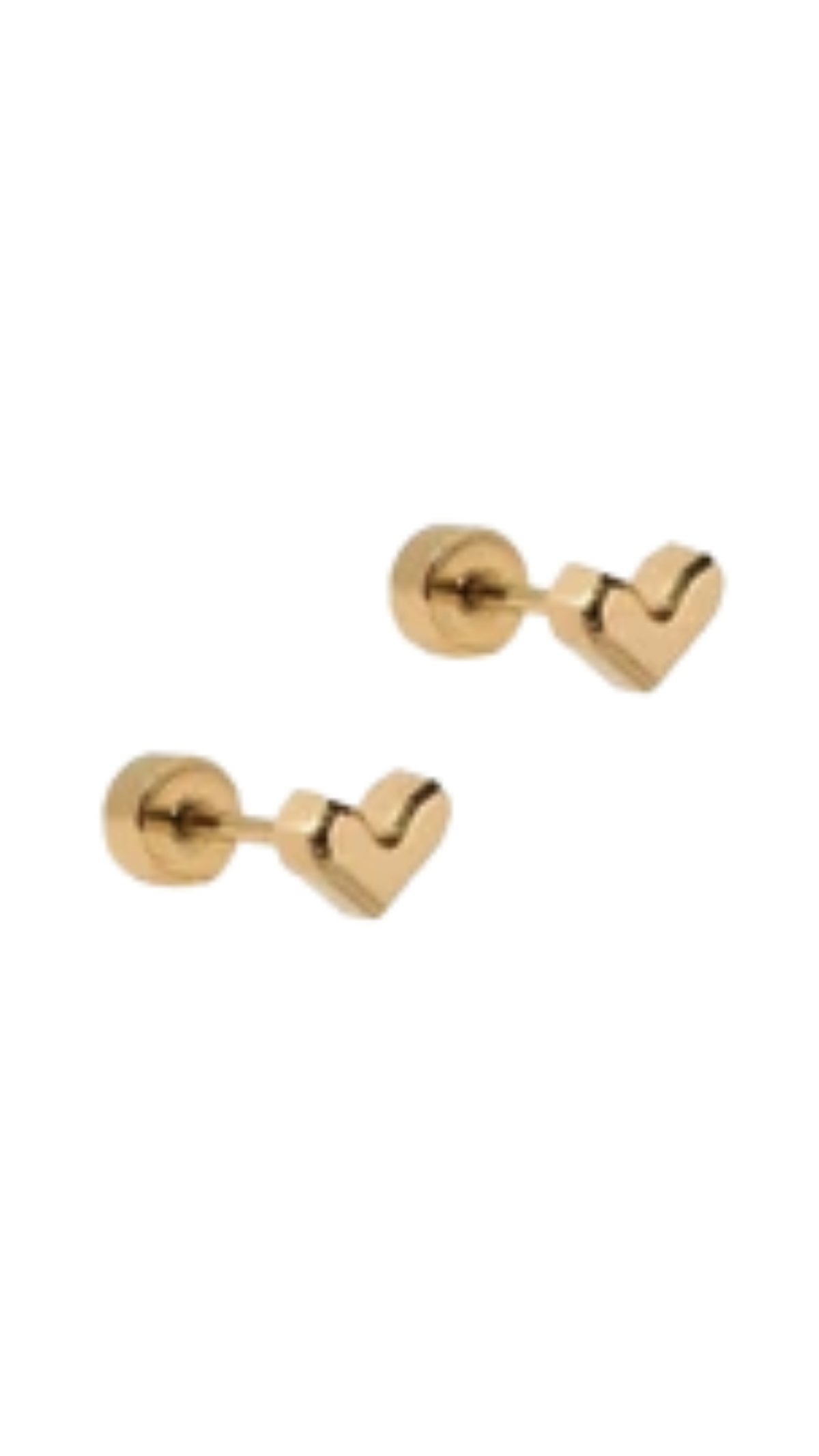 Screwback Stud Earrings/Fable Heart Gold, full view on white