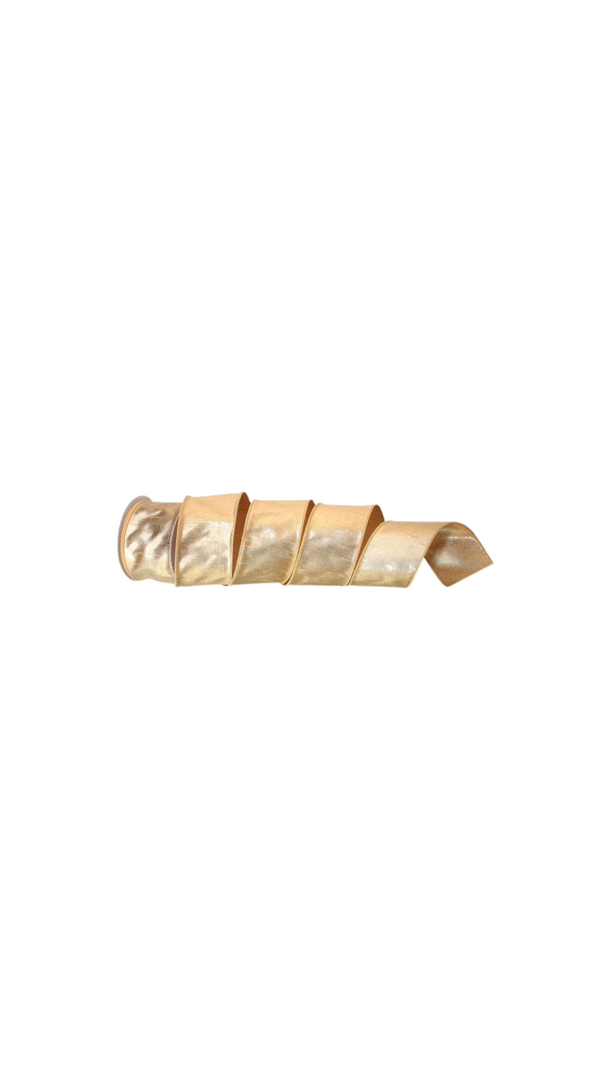 Metallic Dupion Wired Ribbon - Gold (2.5" x 10 yd), full view on white