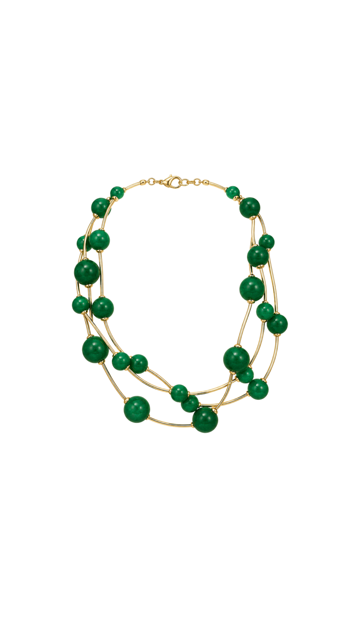 Floating Bead Multi-Strand Necklace, full view on white