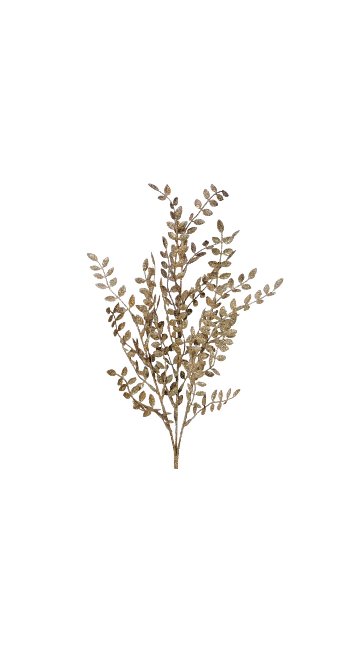Sparkling Glitter Mini Ruscus Spray - Gold (28"), full view on white