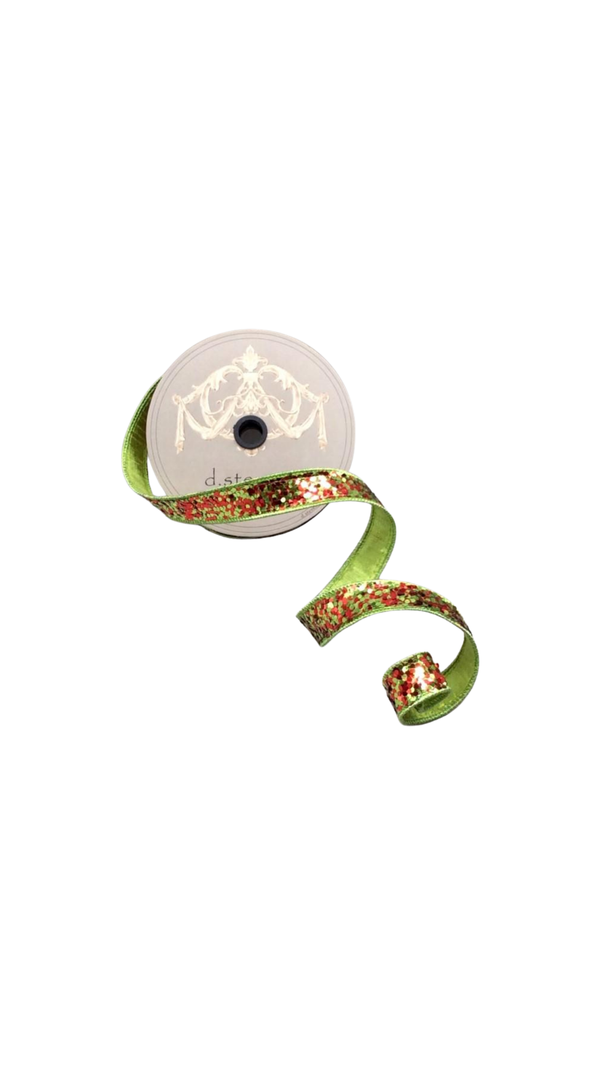 1" Cirque Glitter/Red Lime Green, full view on white