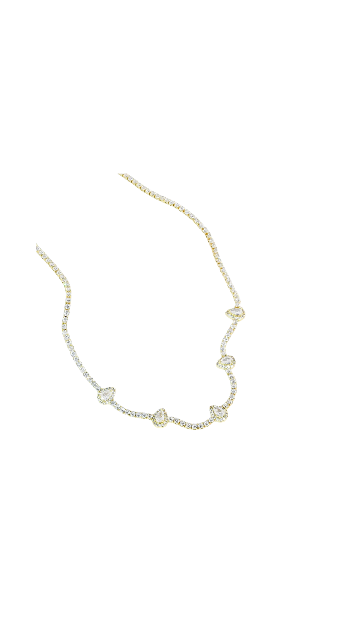 Glow Drops Necklace/Gold, full view on white