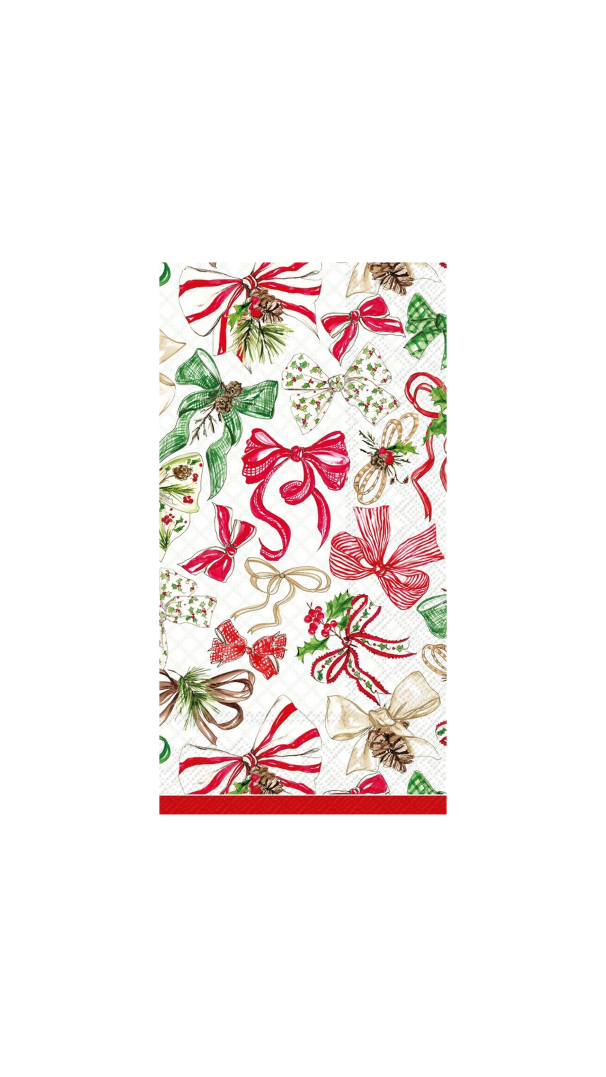 Christmas Bows Guest Towels, full view on white