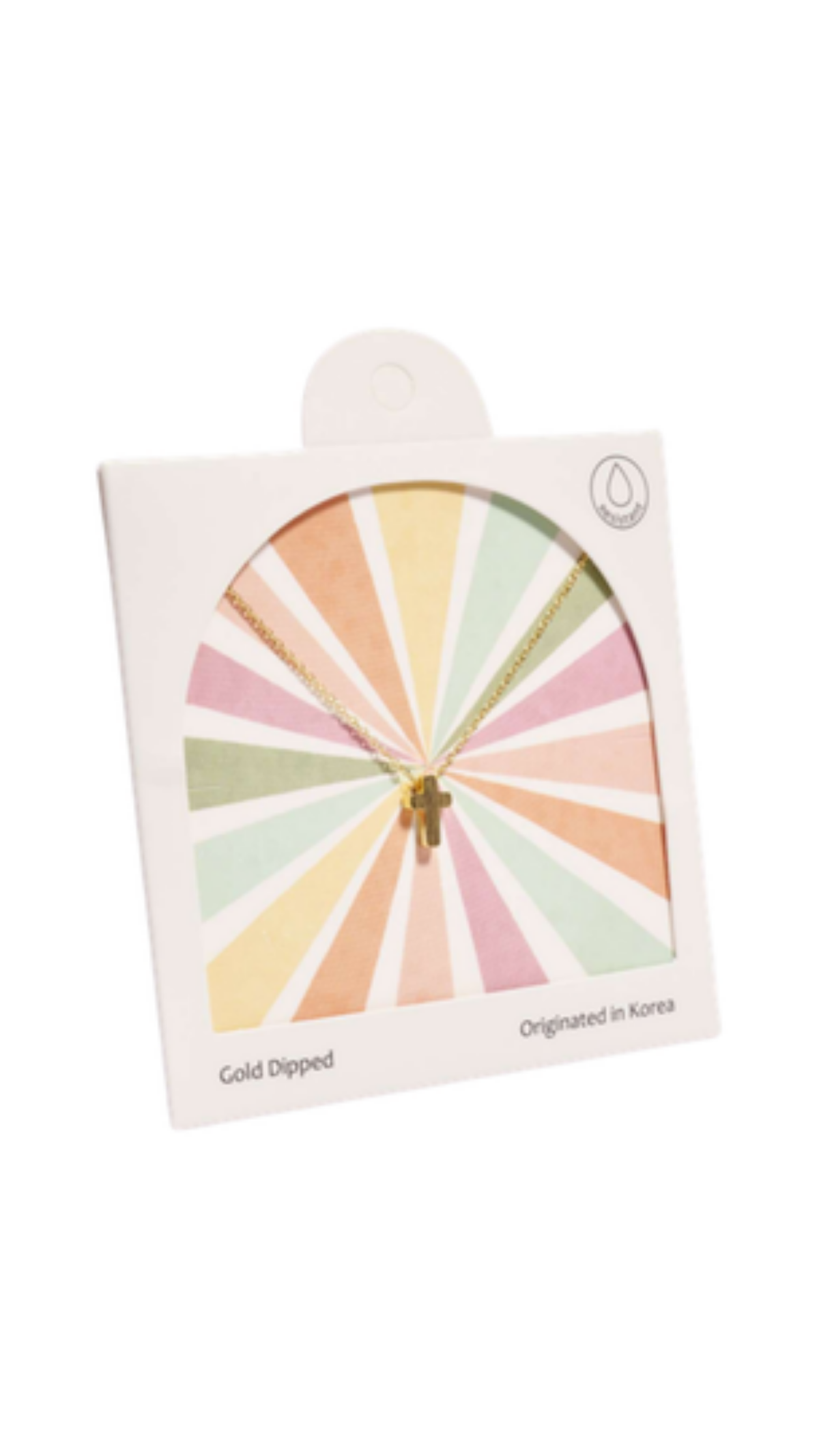 Gold-Dipped Cross Pendant Necklace – 16 Inch, full view on white