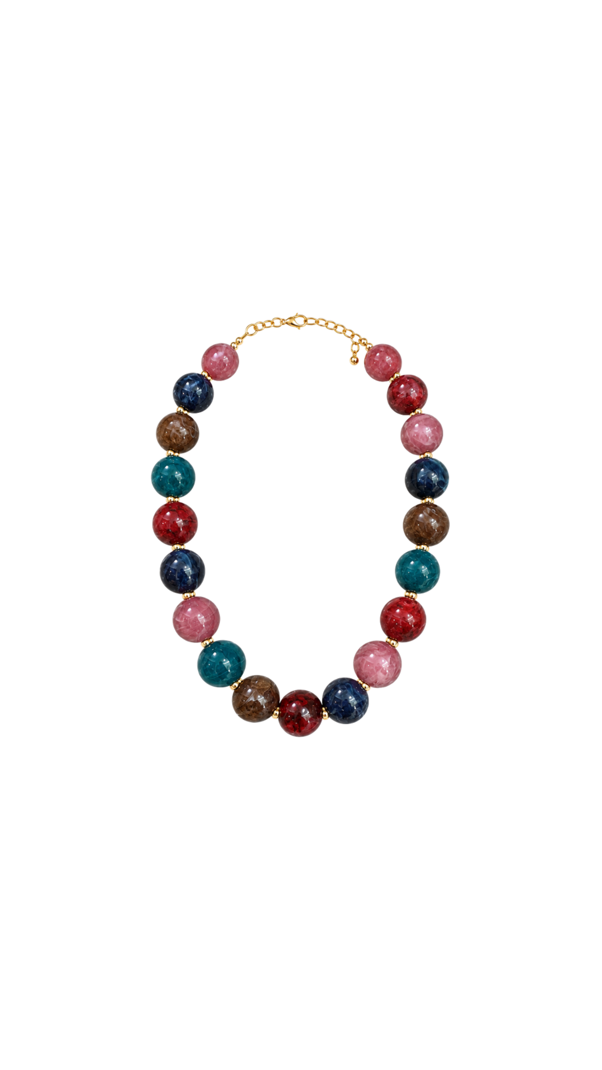Marbled Round Bead Necklace, full view on white