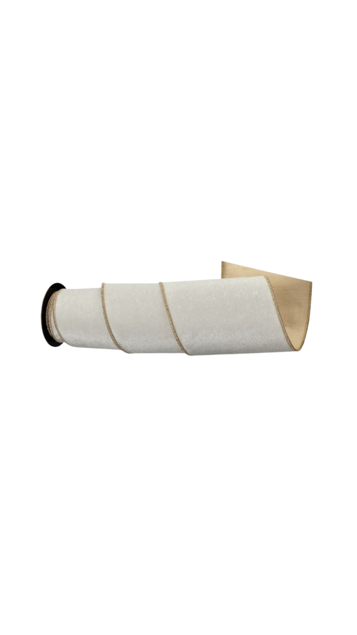 Premium Velvet Ribbon - Ivory/Gold (6" x 5 yd), full view on white