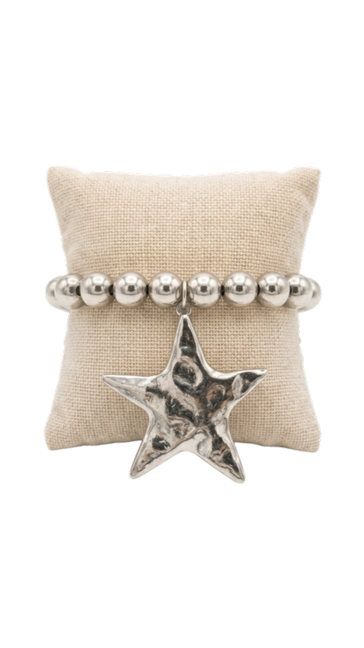 Large Star Star Beaded Bracelet, full view on white