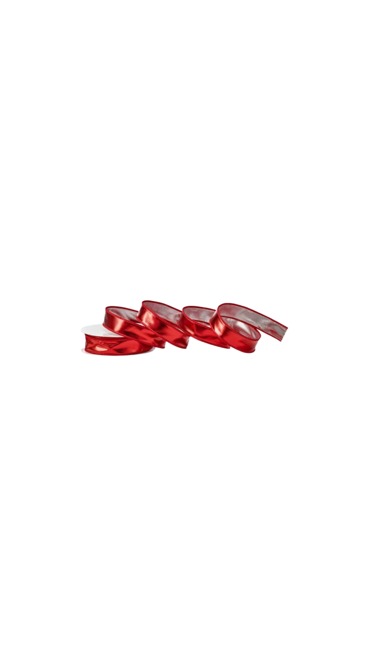 Tissue Lame Ribbon - Red (1" x 10 yd), full view on white