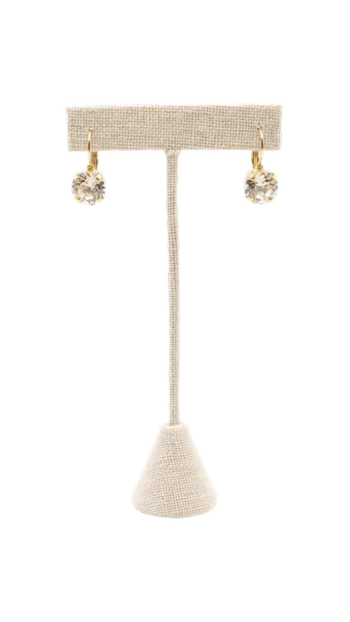 Drop Clear Rhinestone Earrings, full view on white