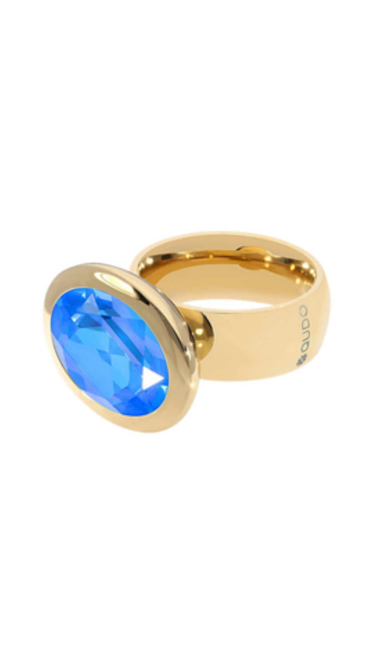Tivola Big Crystal Ring - Royal Blue, full view on white