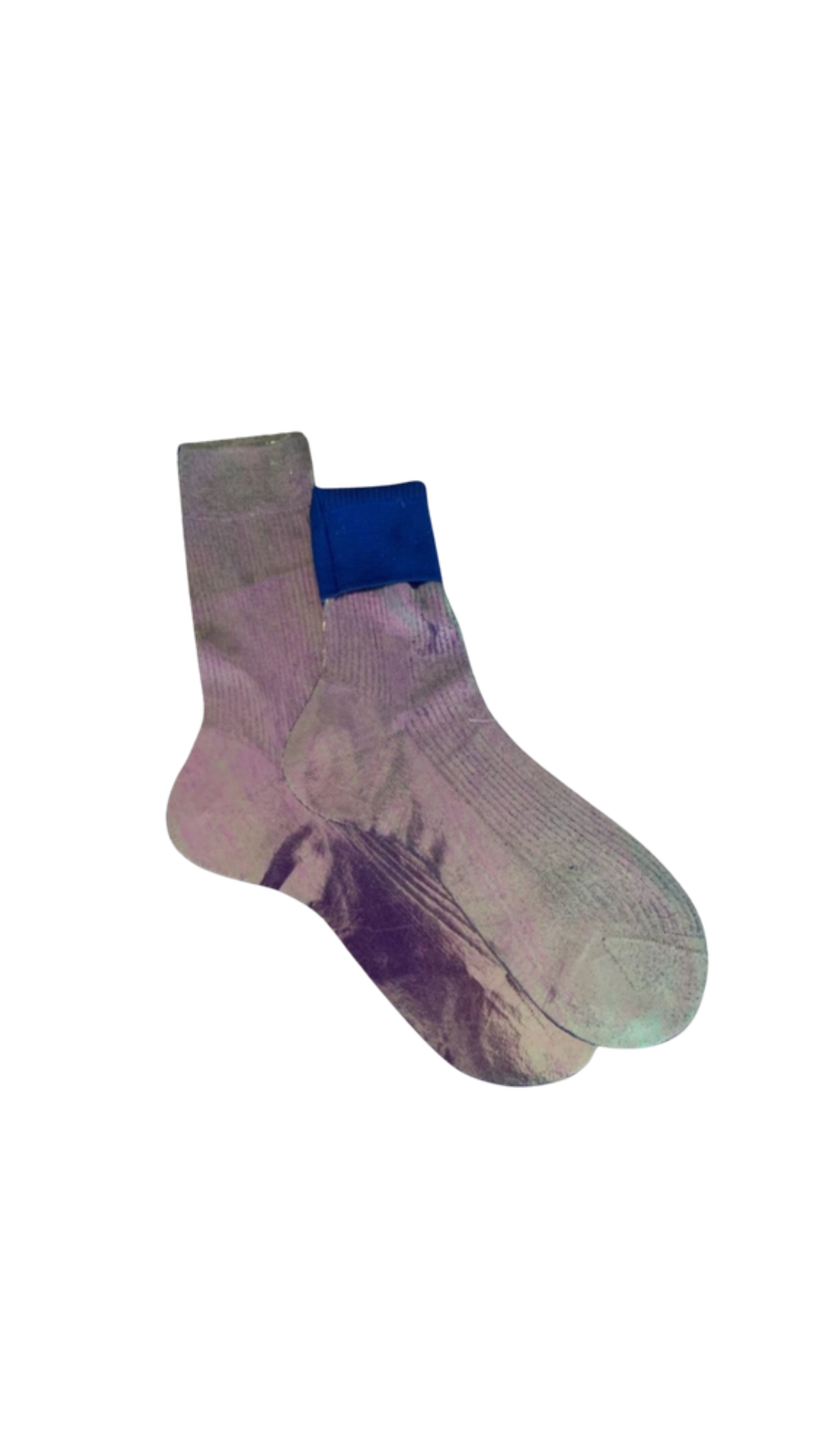 Laminated Ribbed Ankle Socks, full view on white