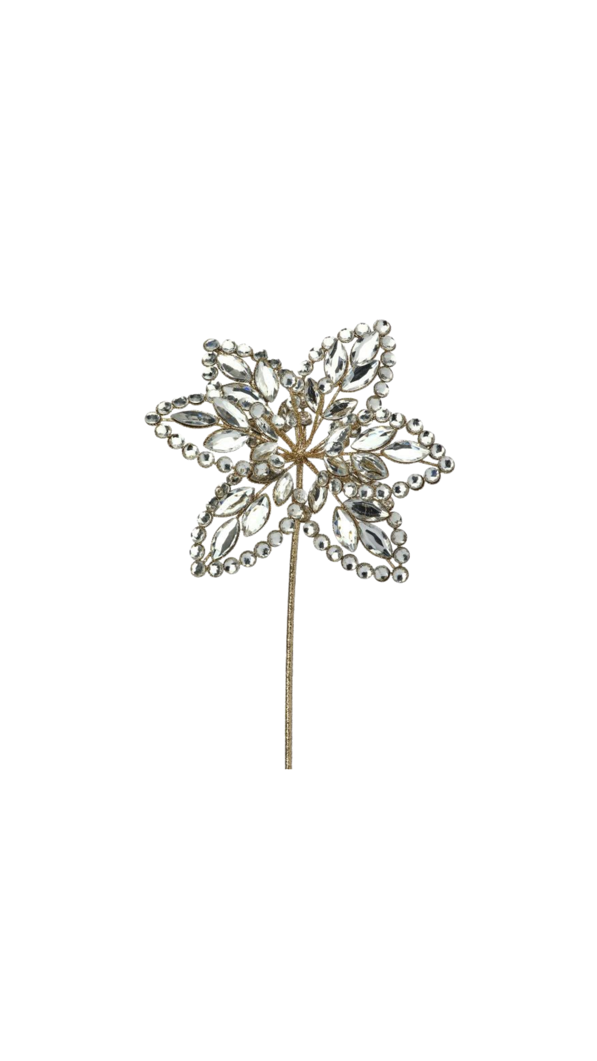 Heavy Jewel Flower Stem - Champagne (18"), full view on white