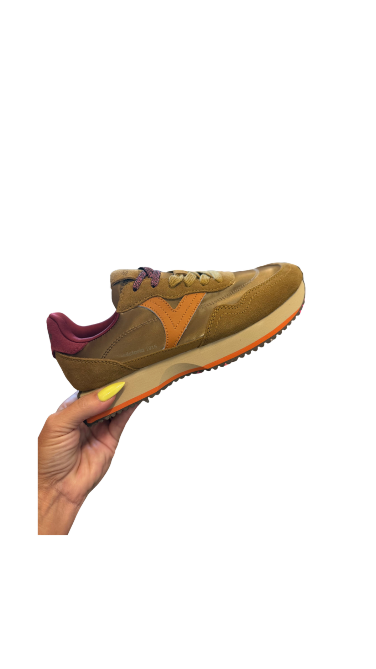 Cosmos Nylon & Suede Sneaker/Olive, full view on white