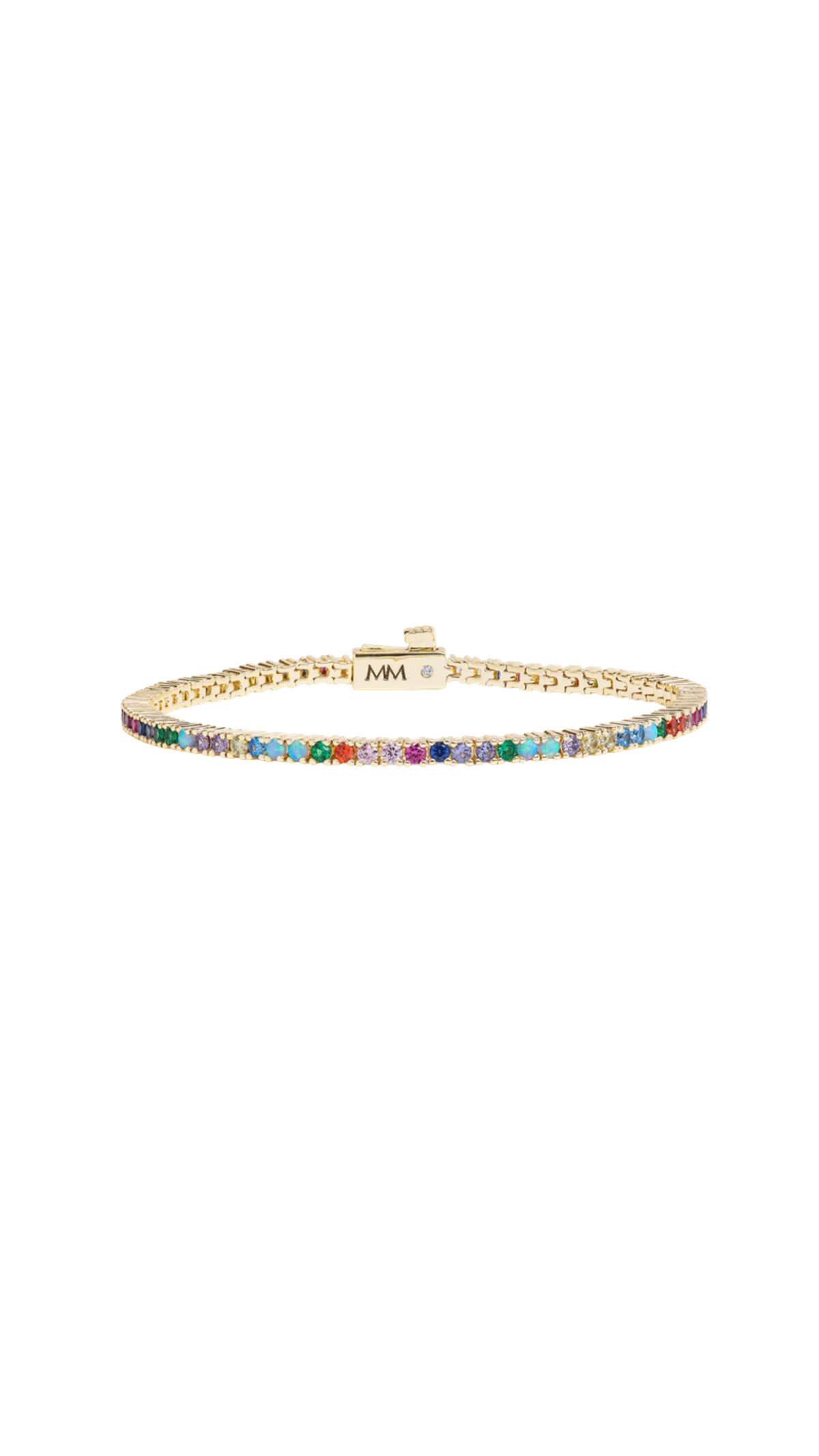 Baby Heiress Tennis Bracelet, full view on white