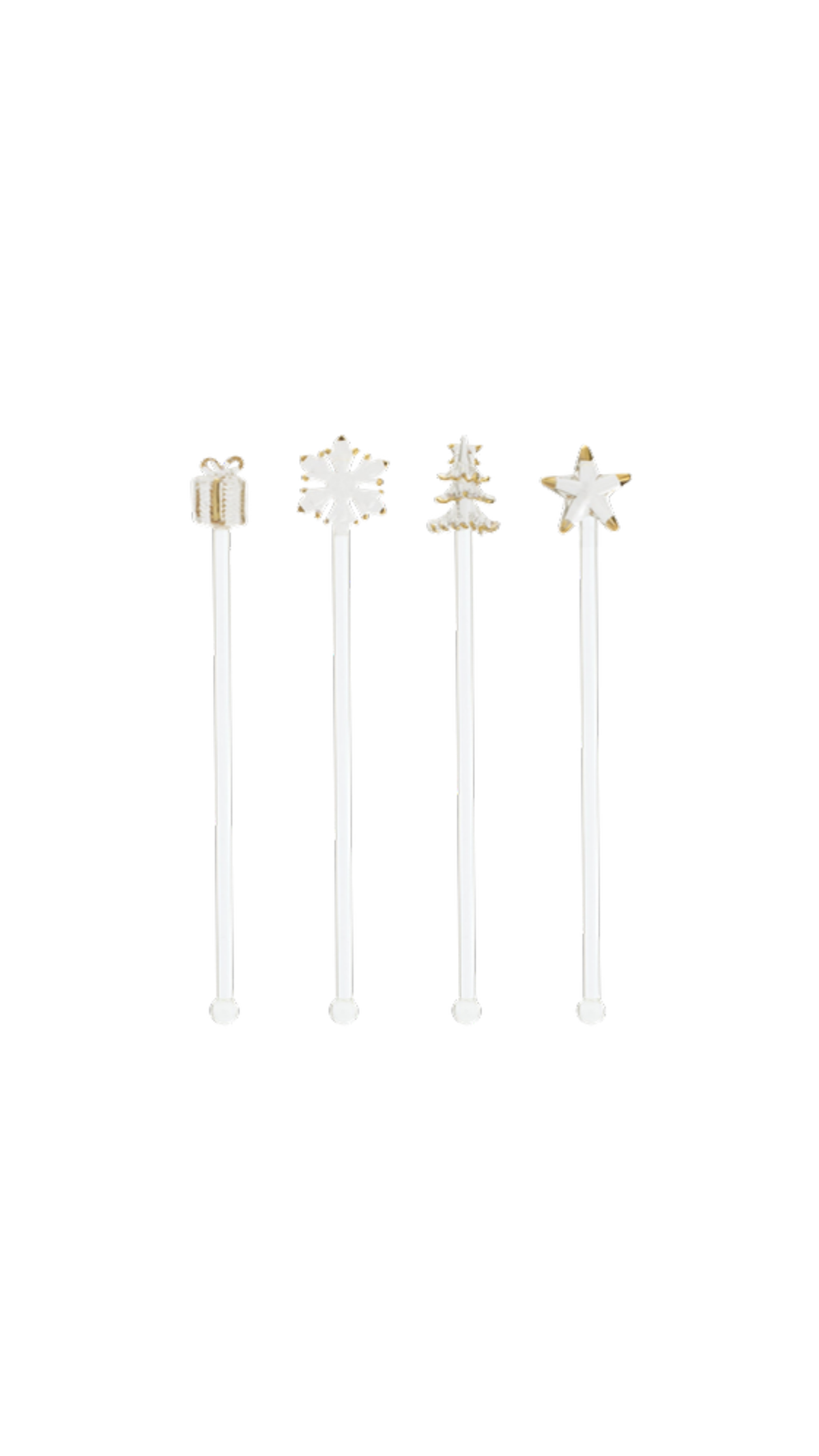 Holiday Glass Stir Sticks, full view on white