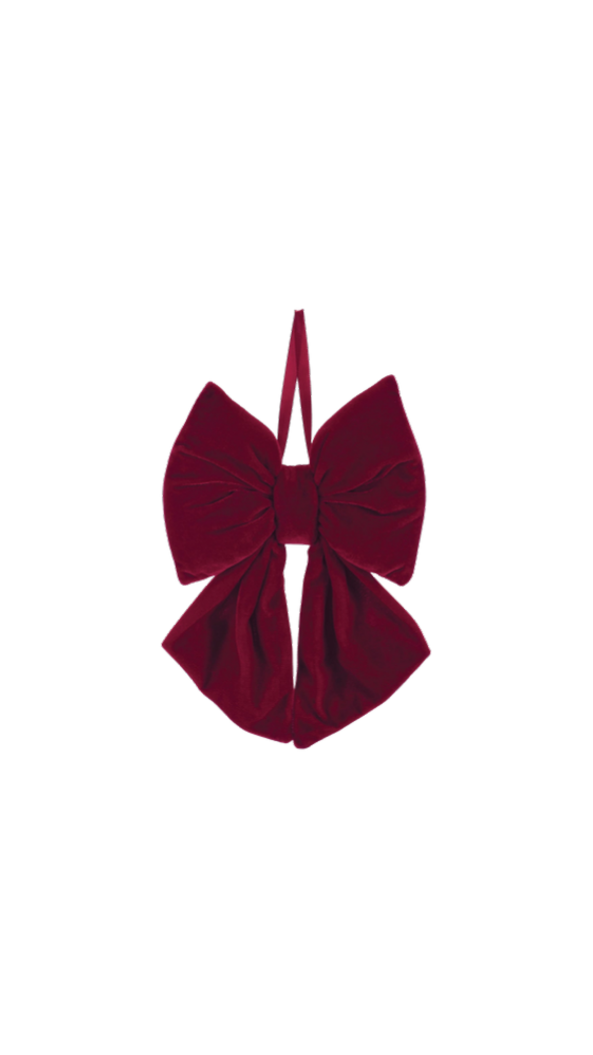 11" Burgundy Bow Ornament, full view on white