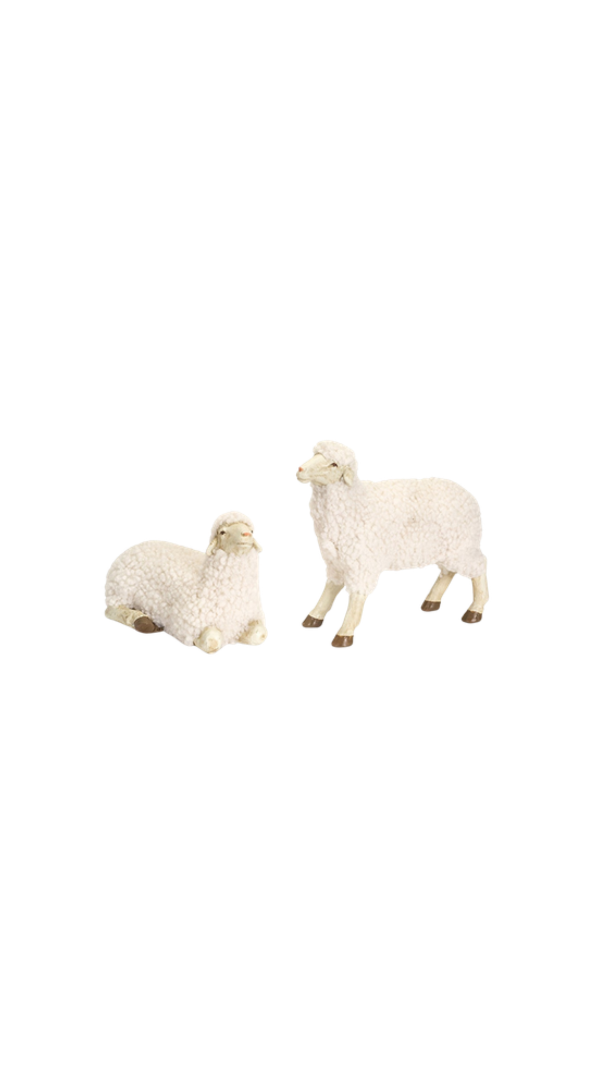 Cream Sheep Figurine, full view on white
