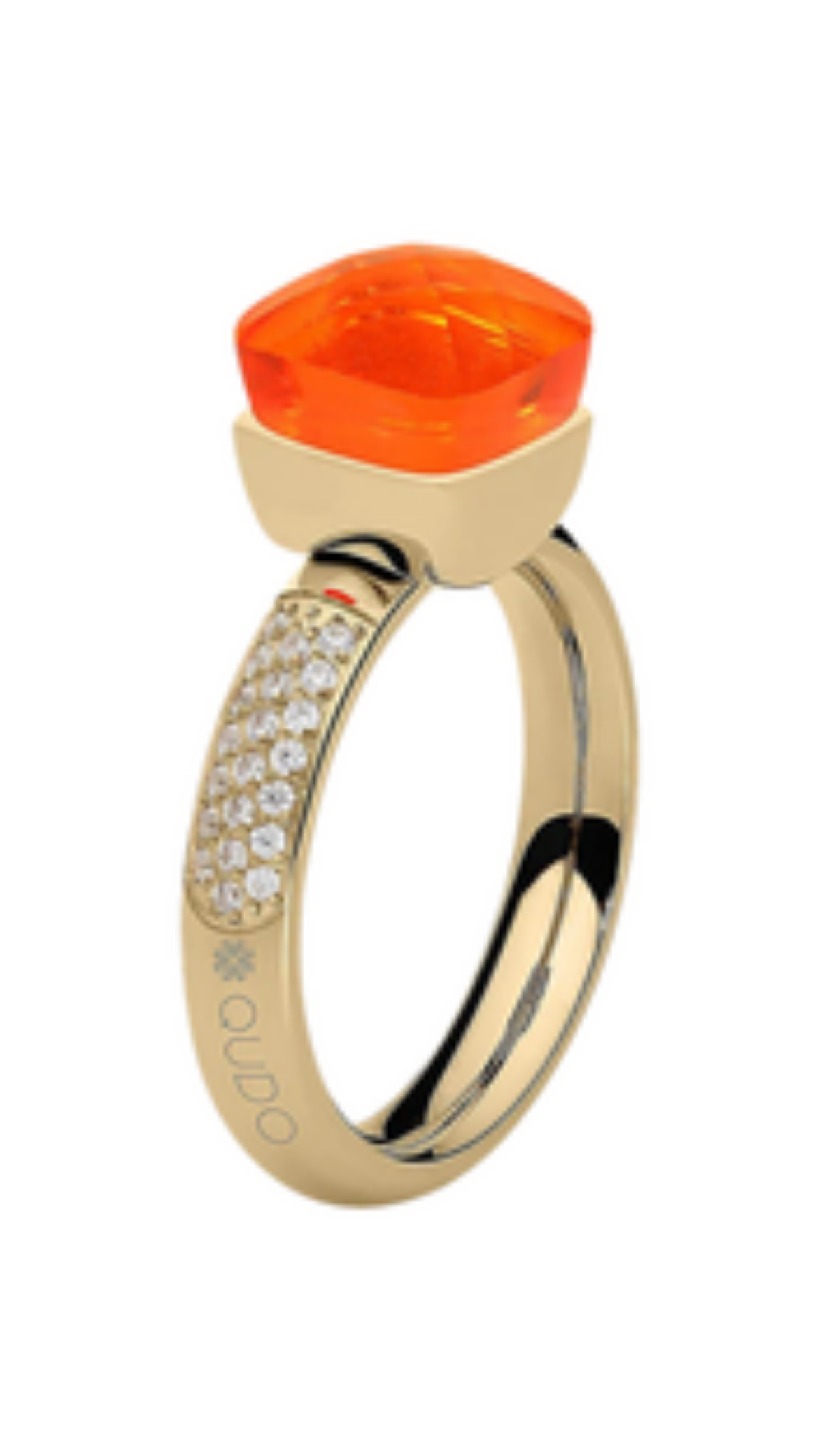 Firenze Deluxe Crystal Ring - Orange Glow, full view on white