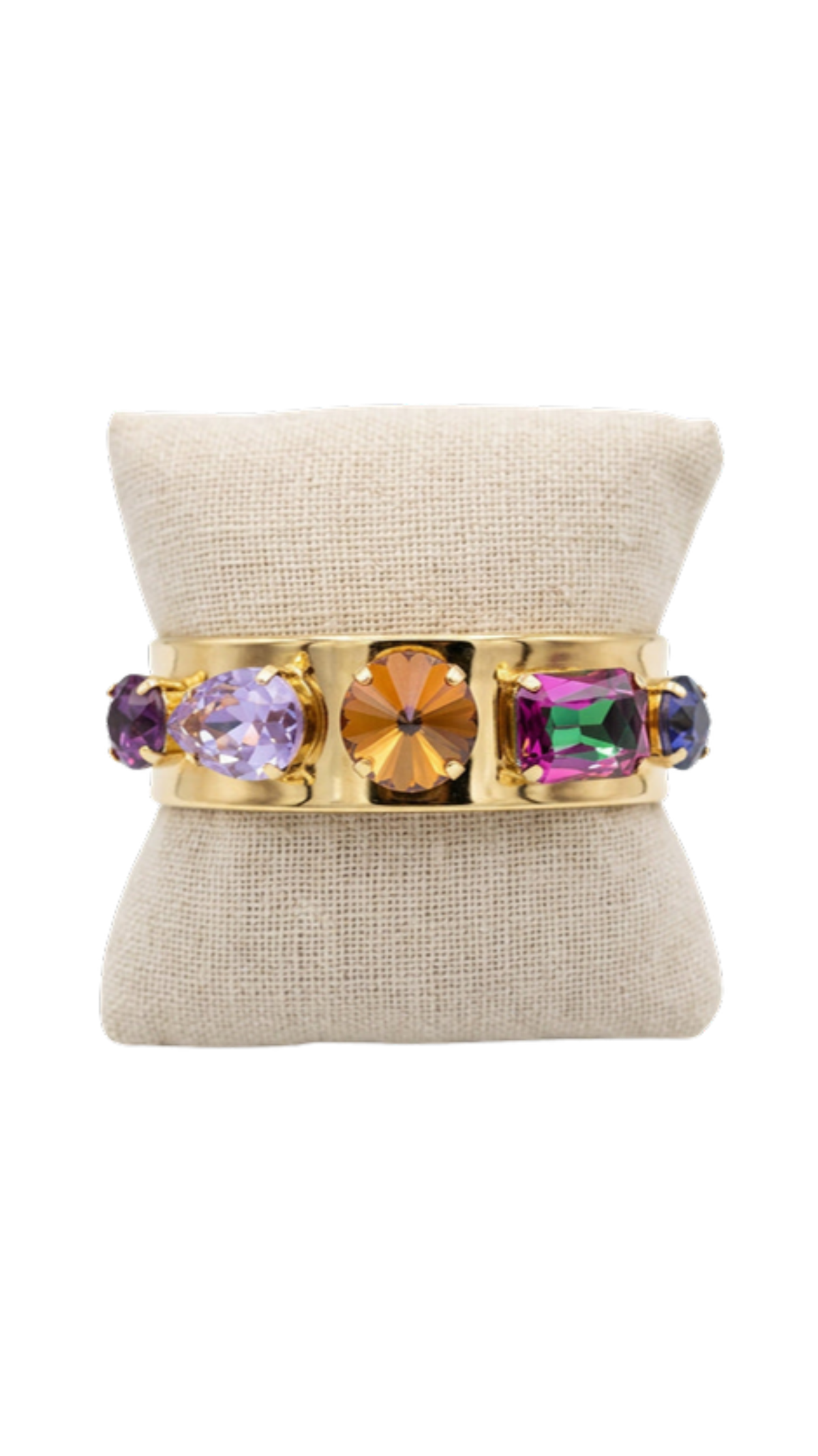 Multi Stone Iridescent Cuff, full view on white