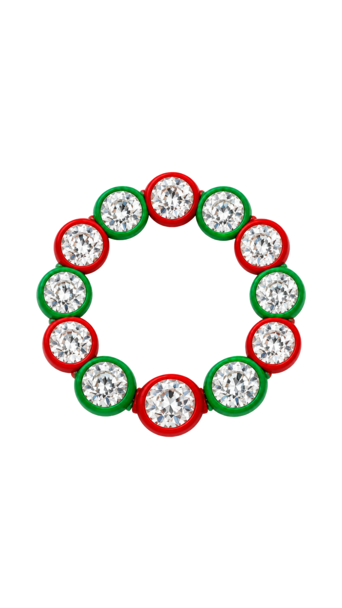 Statement Rhinestone Christmas Bracelet, full view on white