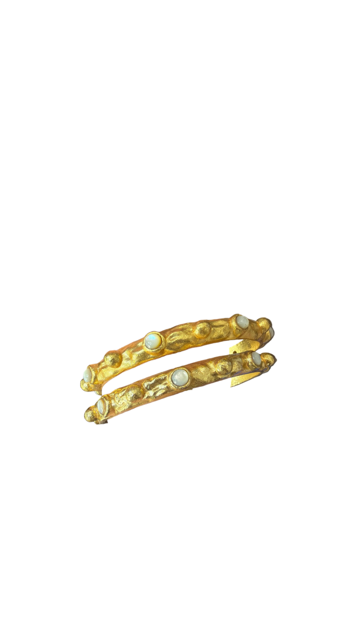 Gold w/ Pearlized Stone Cuff, full view on white