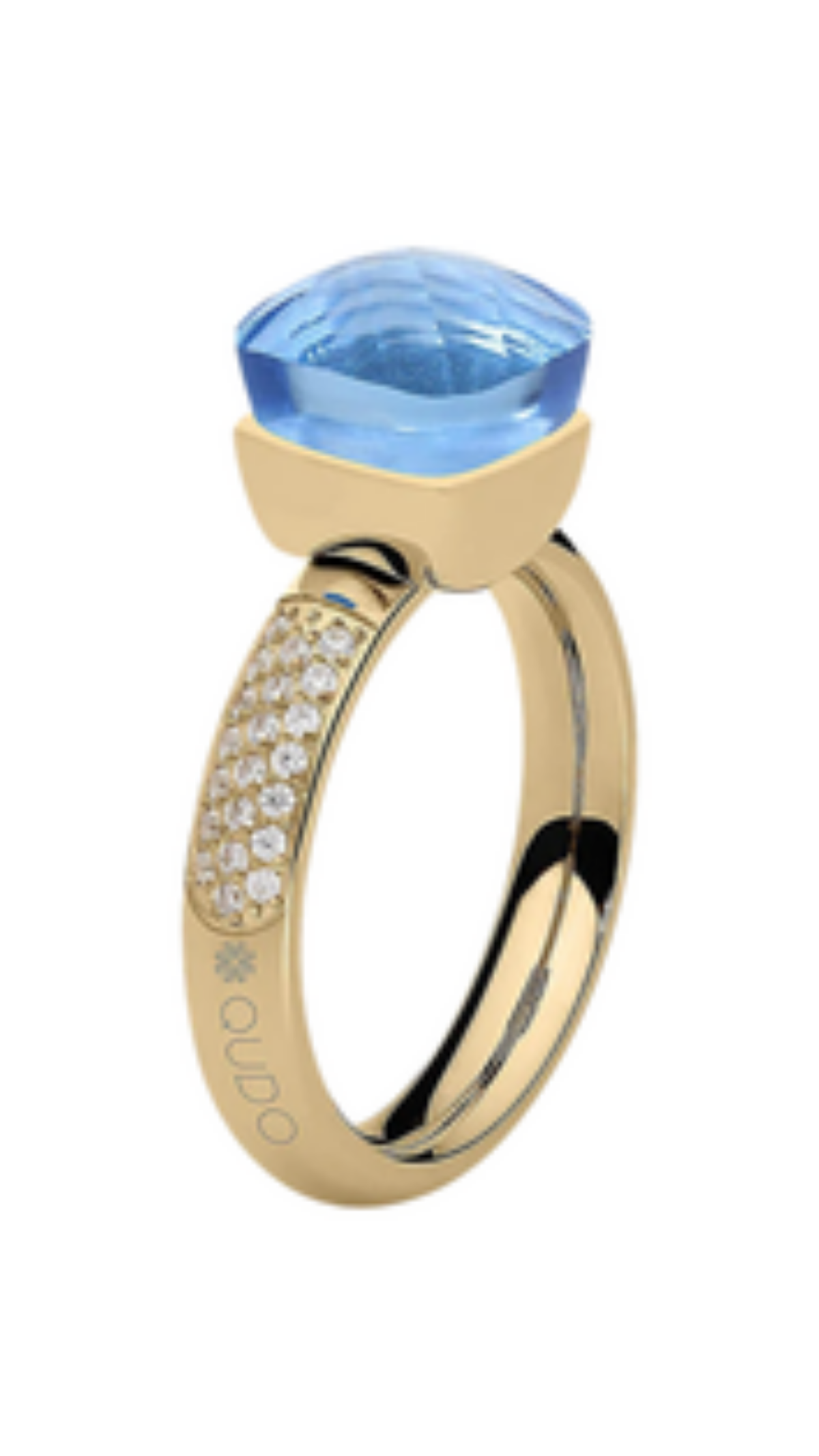 Firenze Deluxe Crystal Ring - Light Sapphire, full view on white