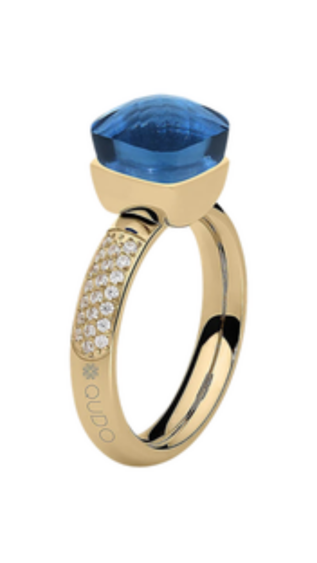 Firenze Deluxe Crystal Ring - Dark Blue, full view on white