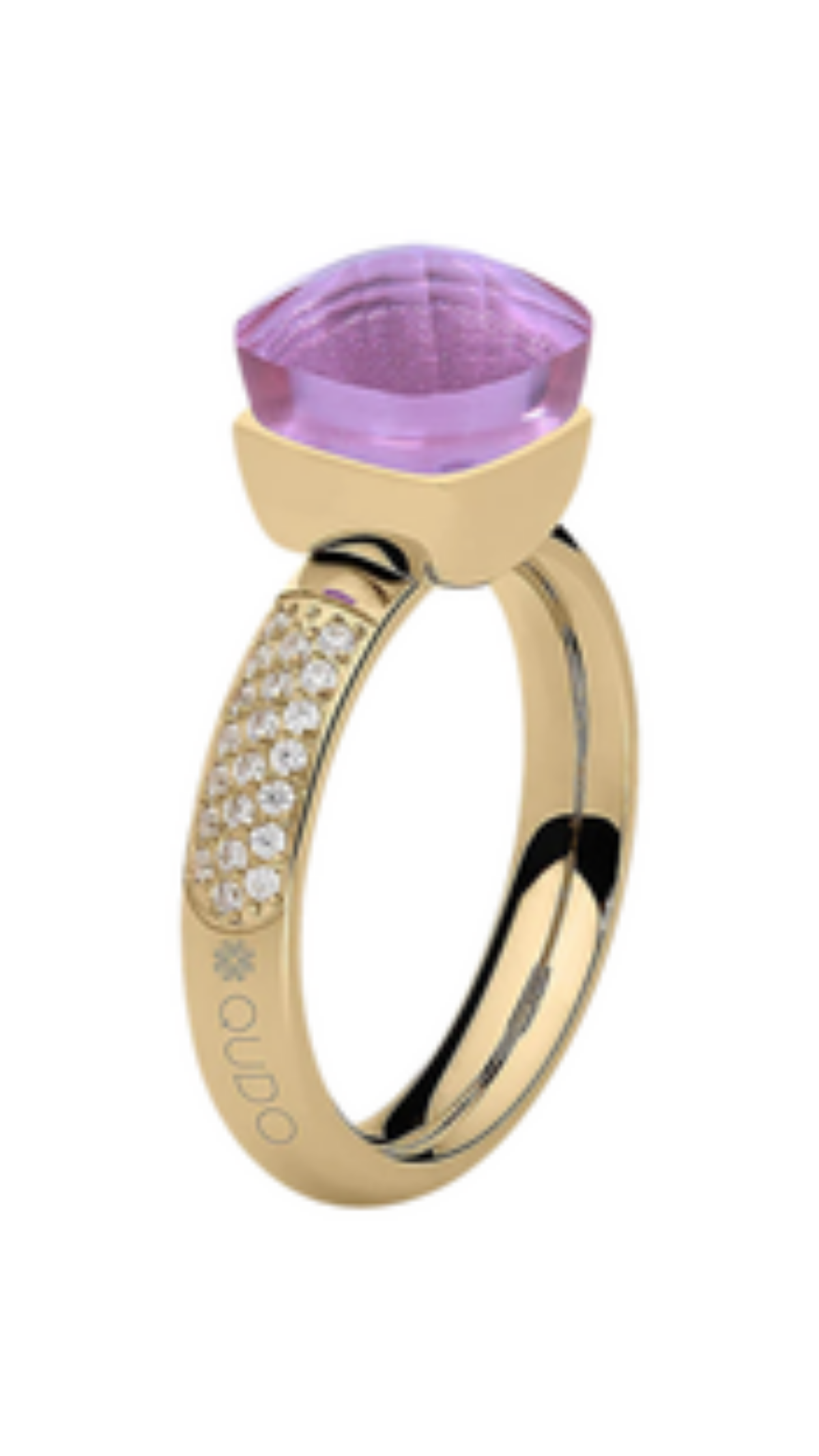 Firenze Deluxe Crystal Ring - Heather, full view on white