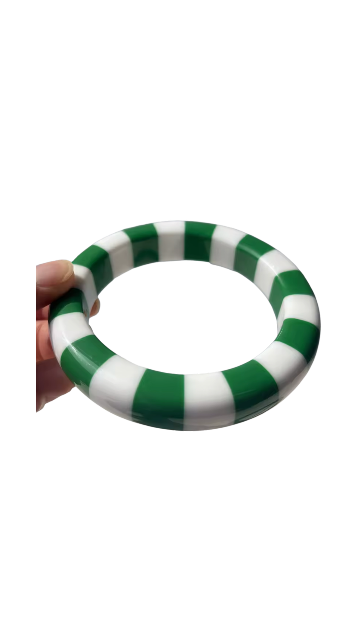Striped Resin Bracelet, full view on white