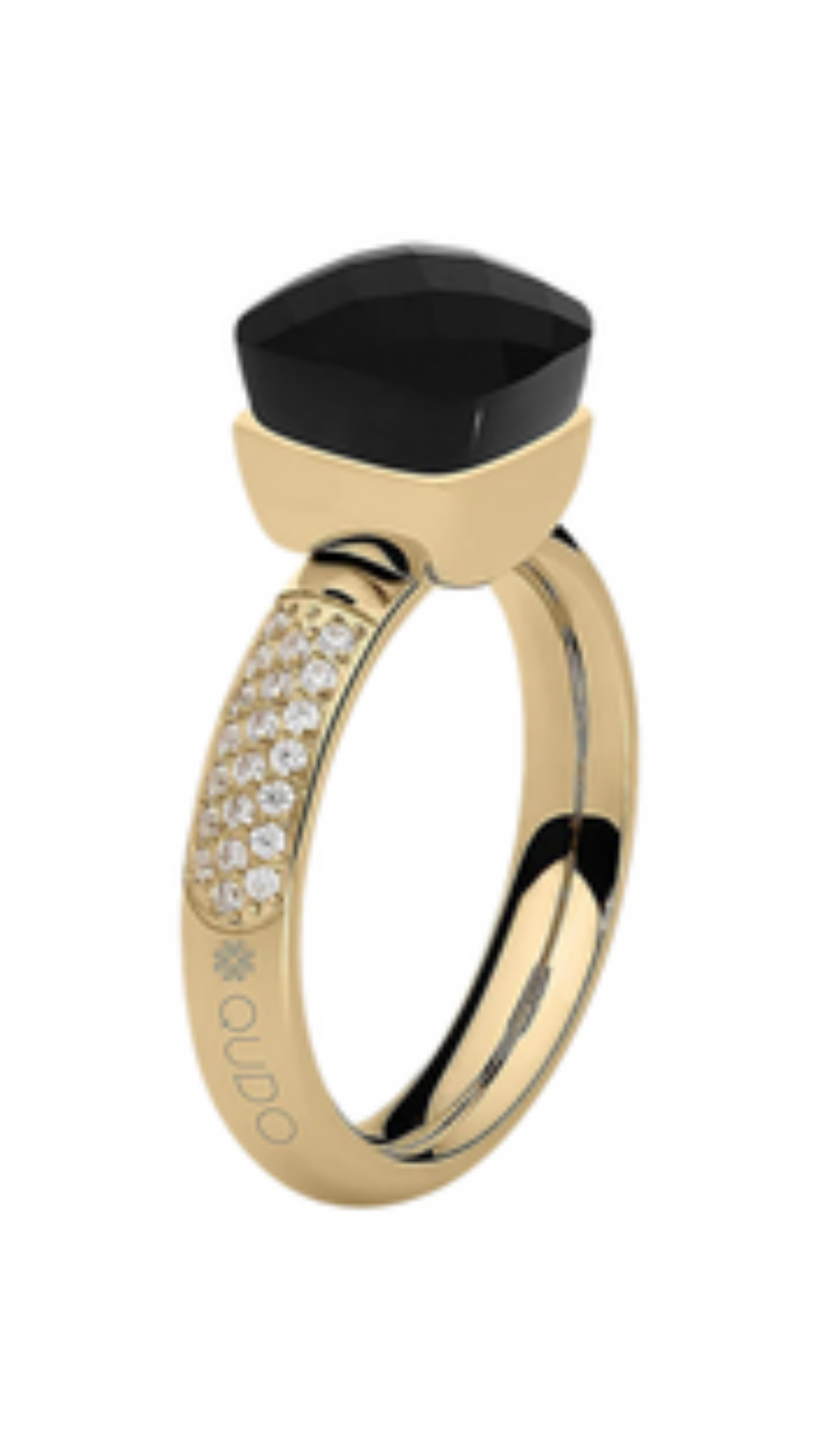 Firenze Deluxe Crystal Ring - Jet, full view on white