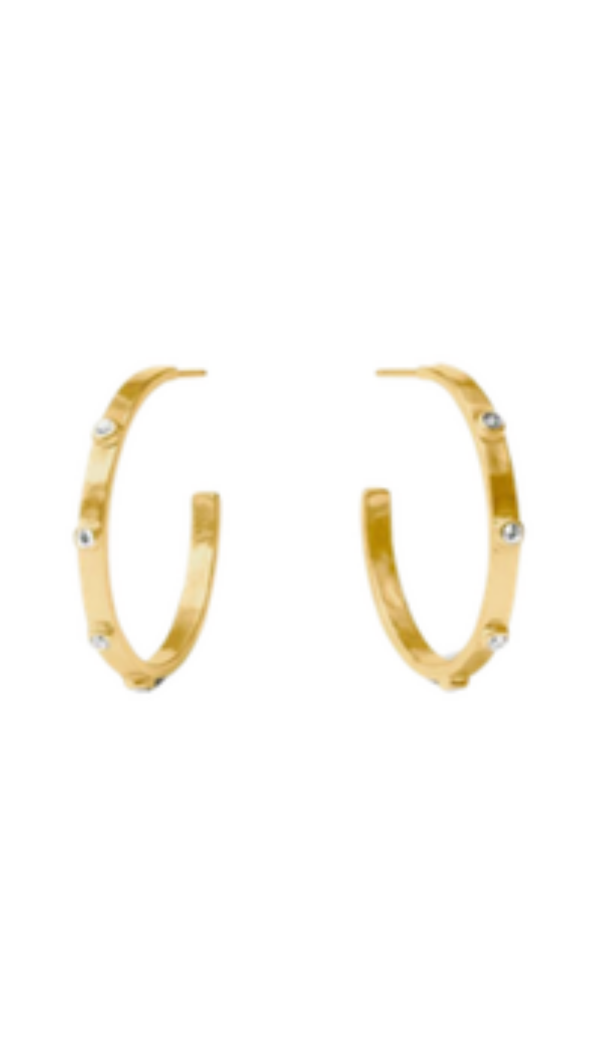 Crescent Stone Hoop/Cubic Zirconia, full view on white