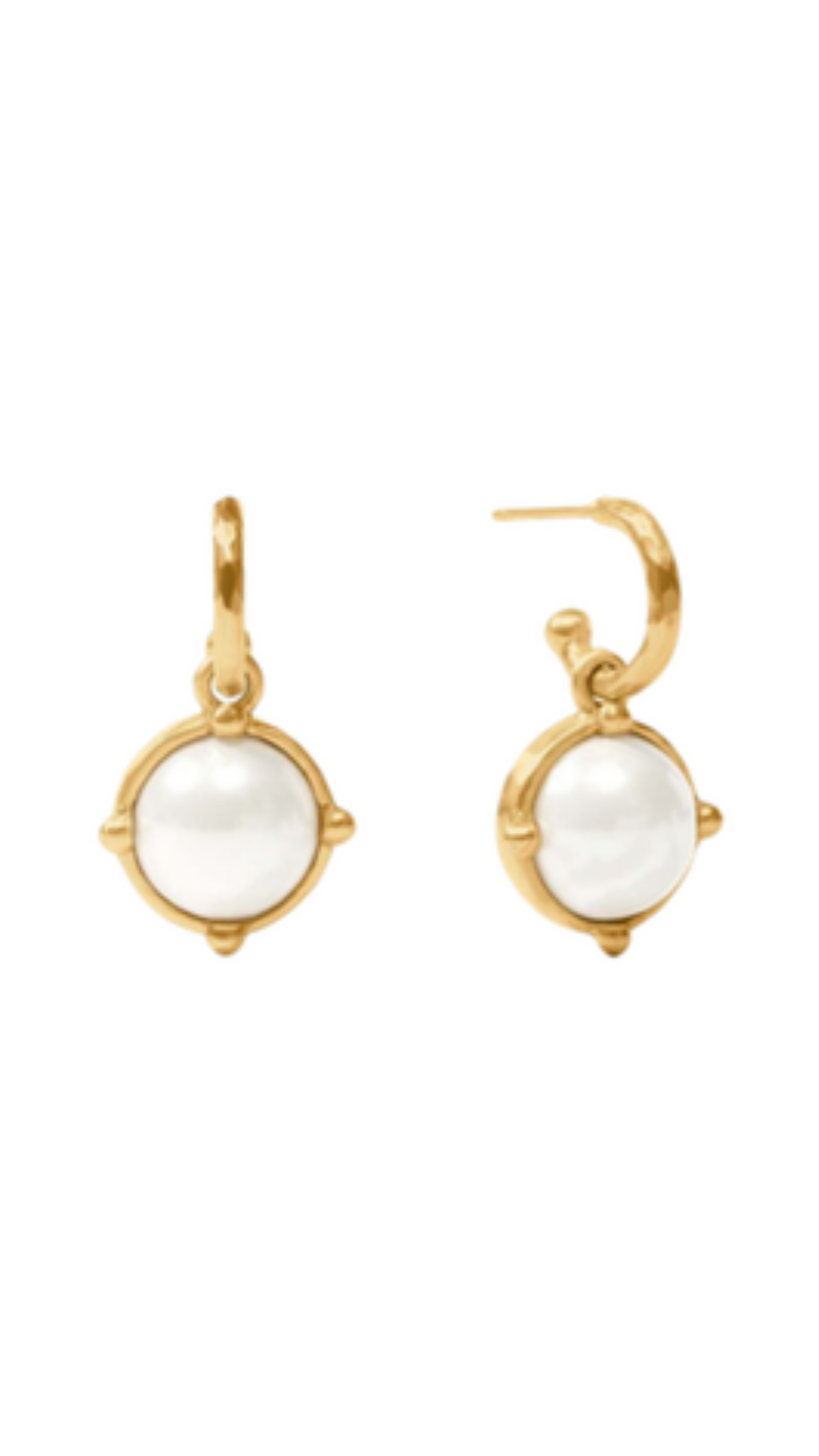 Honeybee Hoop & Charm Earring/Pearl, full view on white