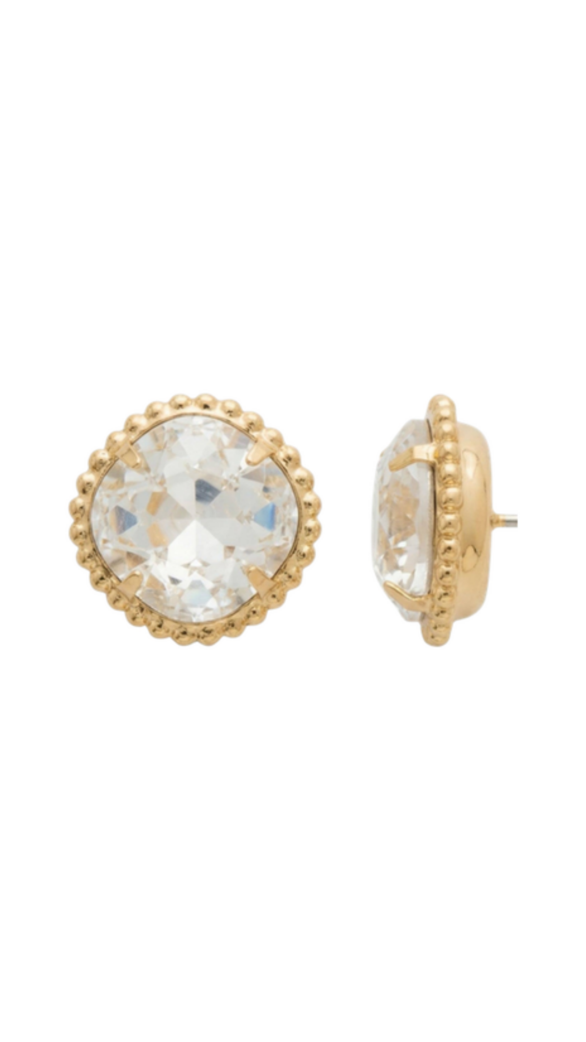 Cushion-Cut Solitaire Stud Earrings, full view on white