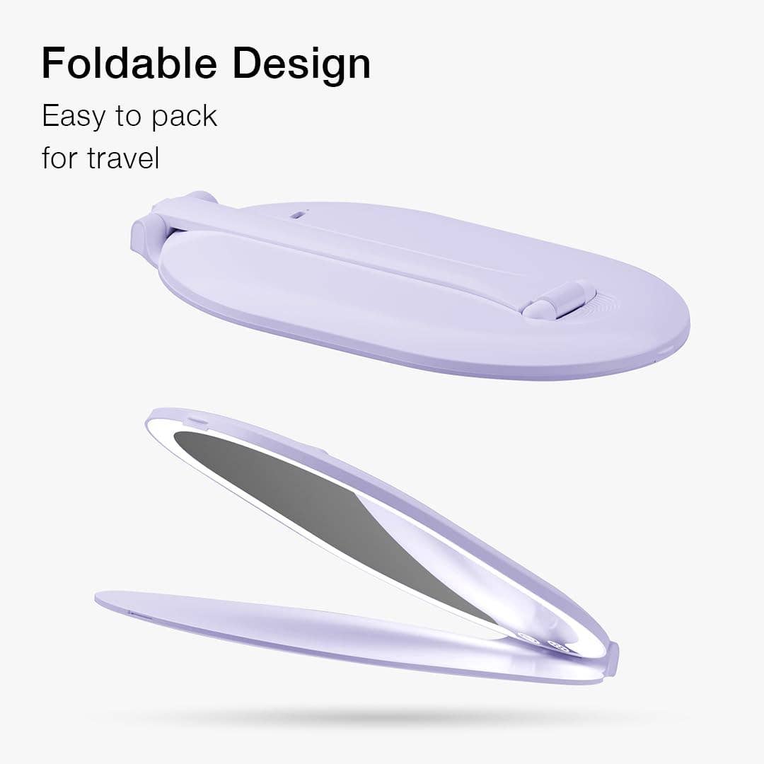 Sara ultra slim foldable lighted travel mirror product photo - close-up - BLVD Boutik