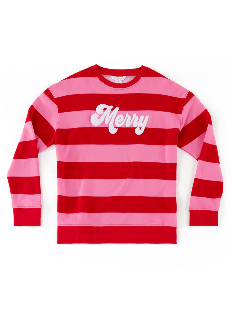 "Merry" Stripe Sweatshirt