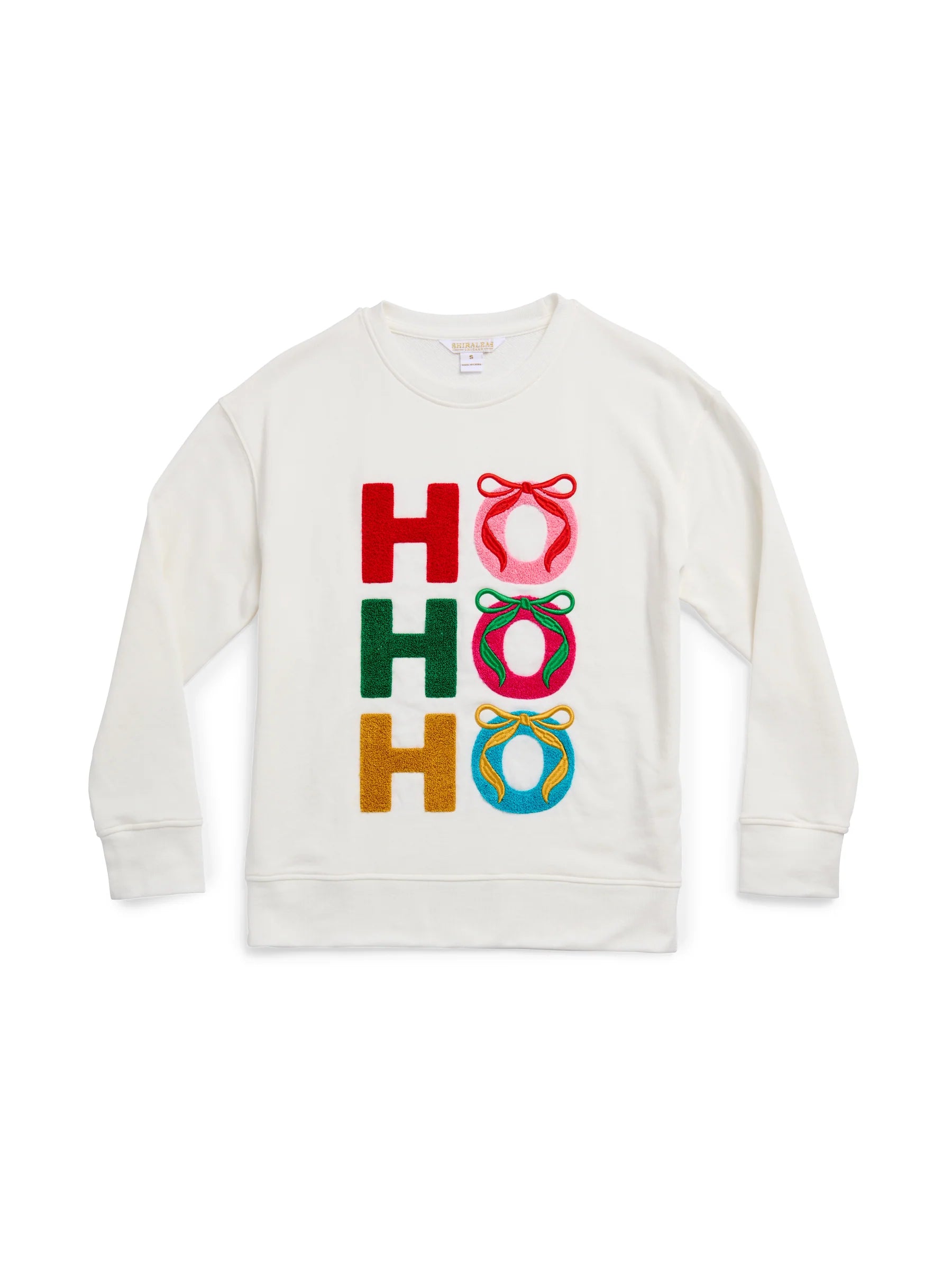 HO HO HO Bows Sweatshirt/White