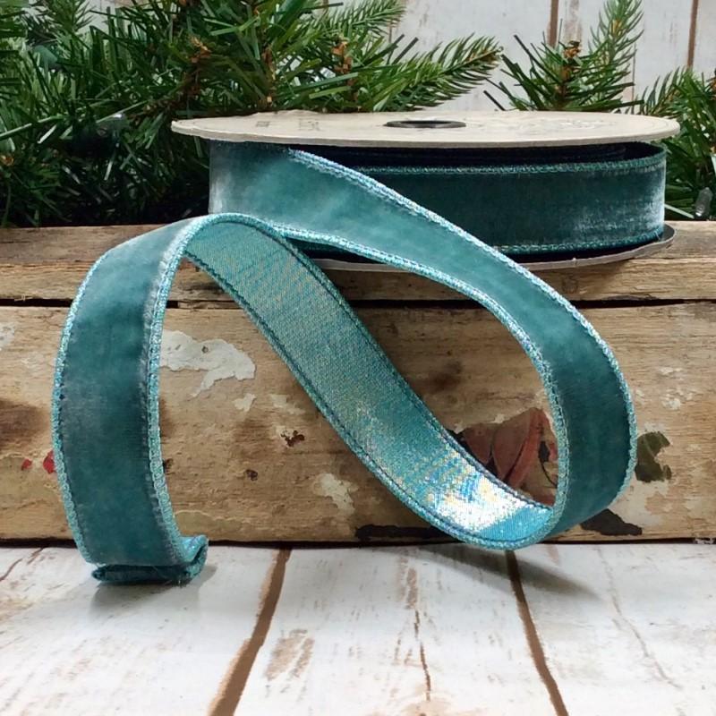 Velvet Metallic Ribbon - Moody Blue, 1" x 10yds