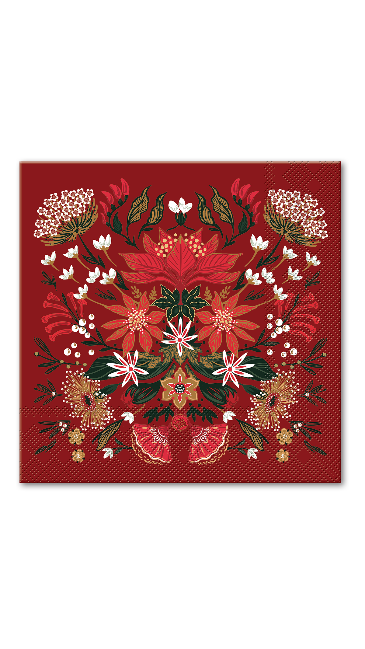 Christmas Garden full-color paper luncheon napkins, pack of 20, full view on white