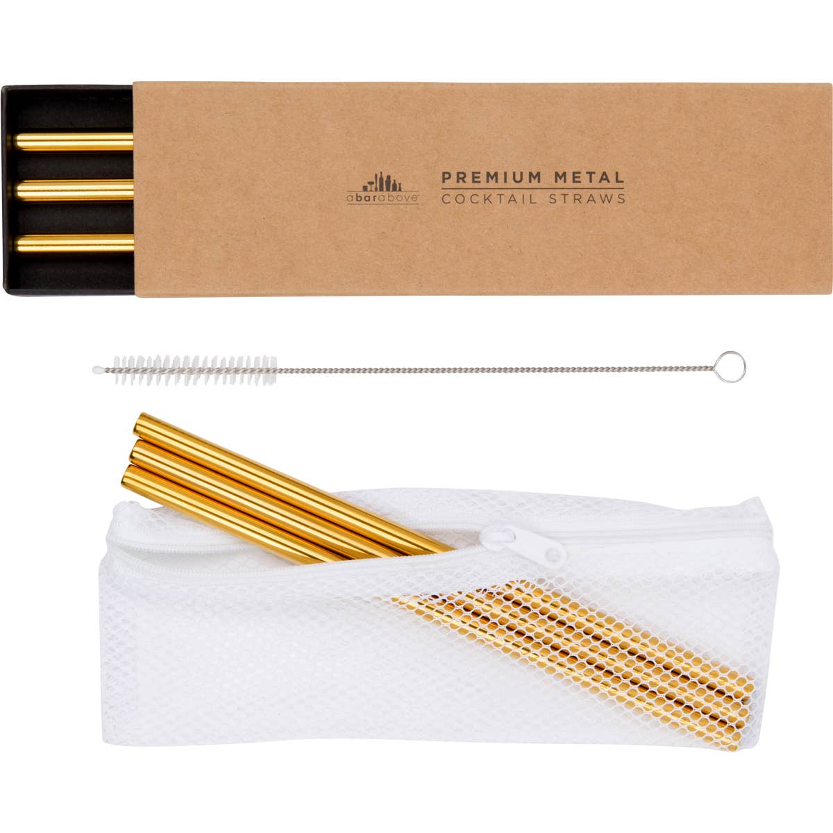Metal Cocktail Straws - Standard Set of 6, Gold - The BLVD