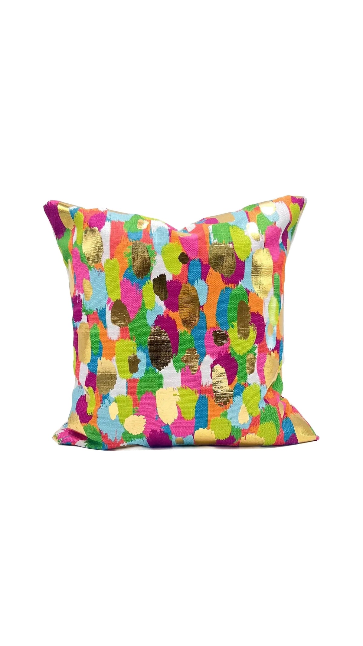Gold Foil Colorful Paint Daubs Pillow - The BLVD