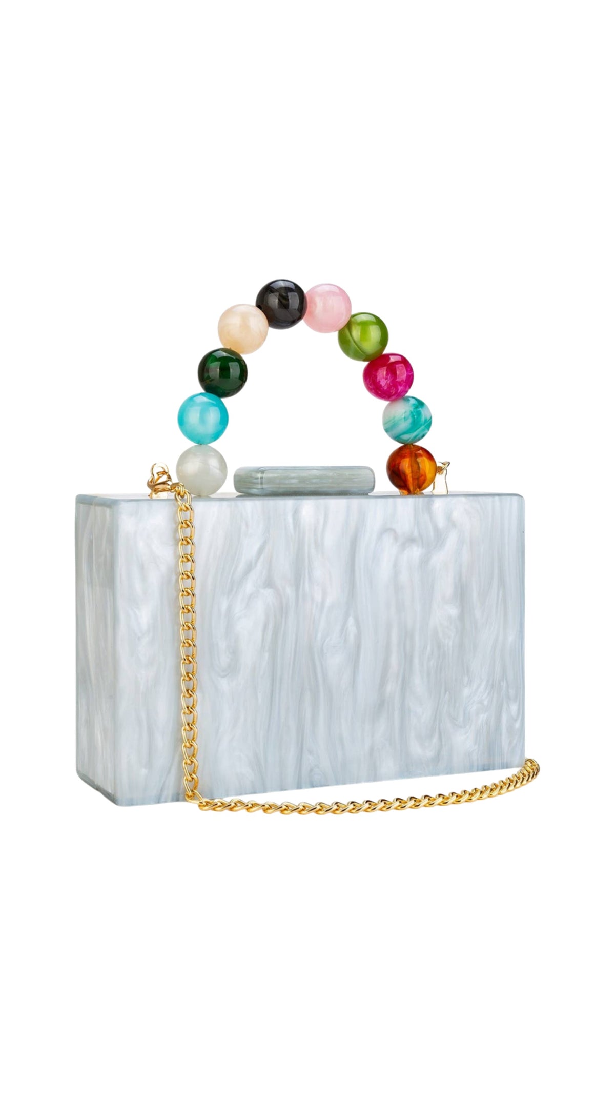 Acrylic Beaded Clutch/Silver - The BLVD