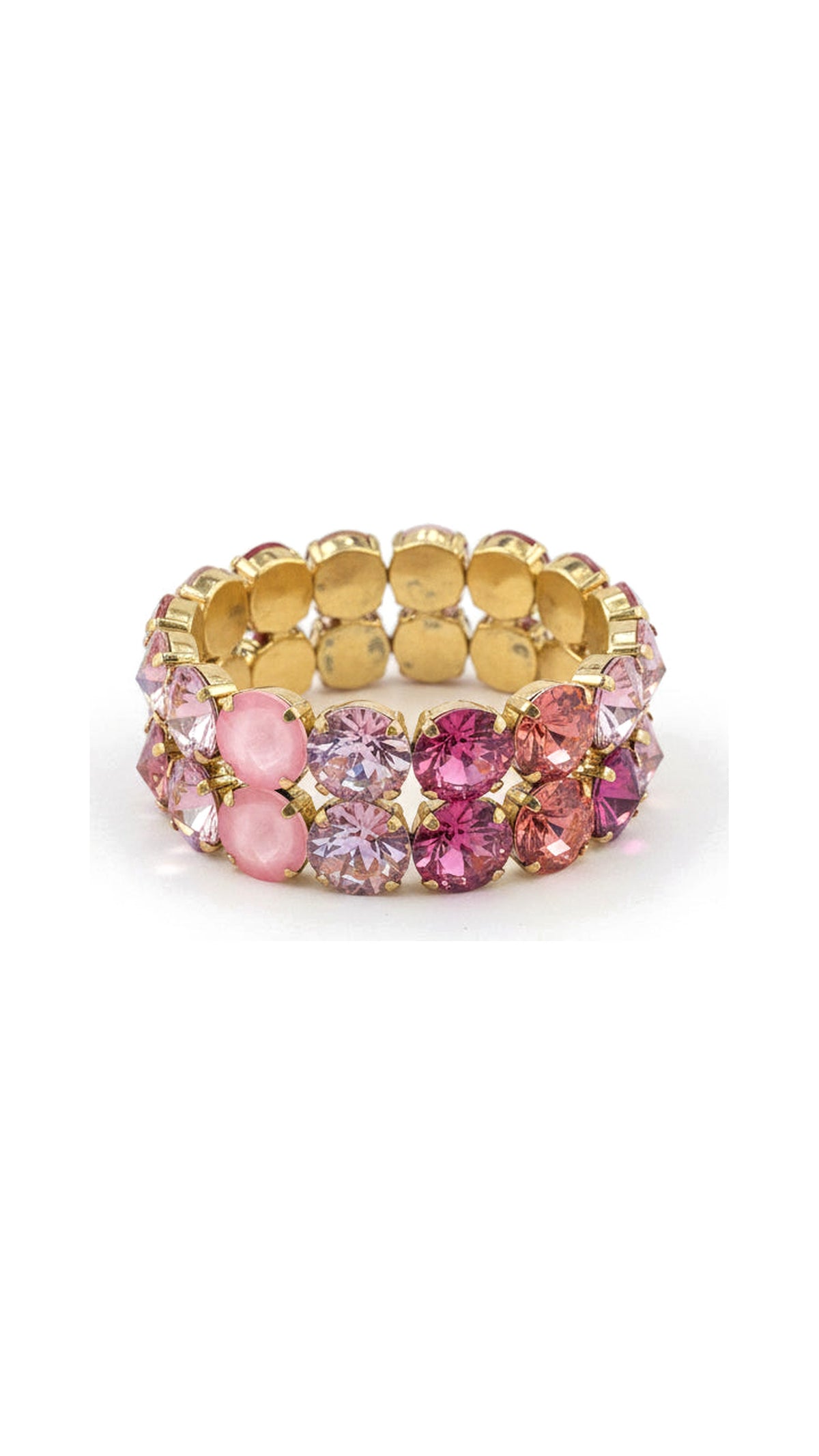 TOVA Olivia Mega 2 Strand Stretch Bracelet In Candy Crush Pink Mix - front view on white