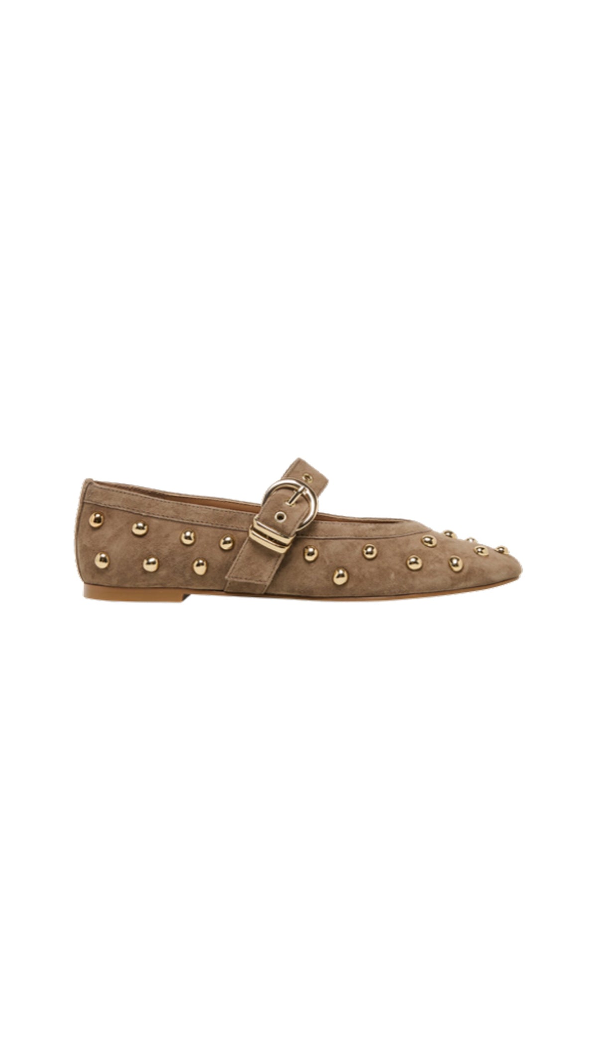 Mikel Stud Ballet Flat/Olive Suede - The BLVD