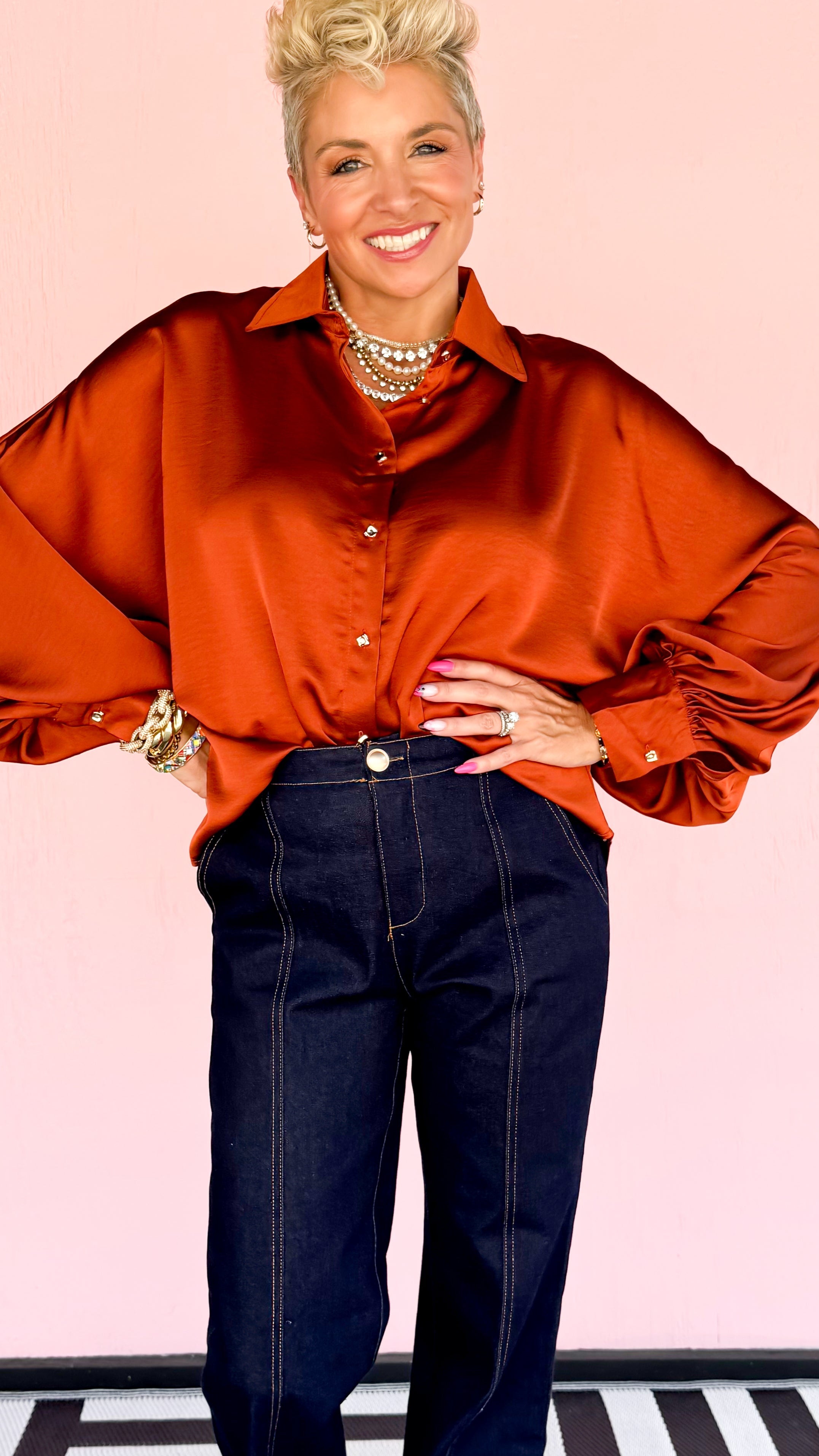 Voluminous Sleeve Top/Rust
