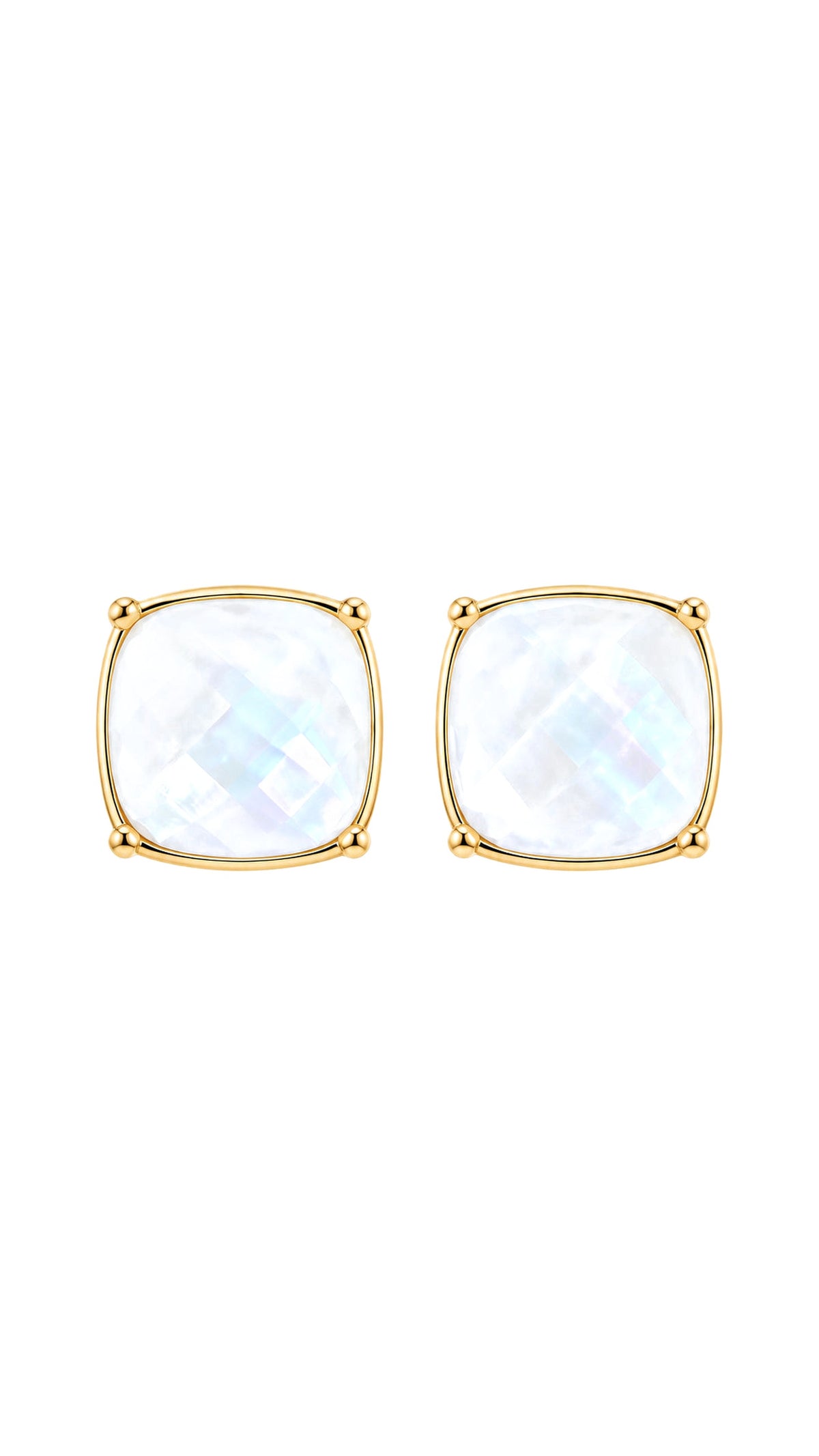 MOP Faceted Stone Stud Earrings - The BLVD
