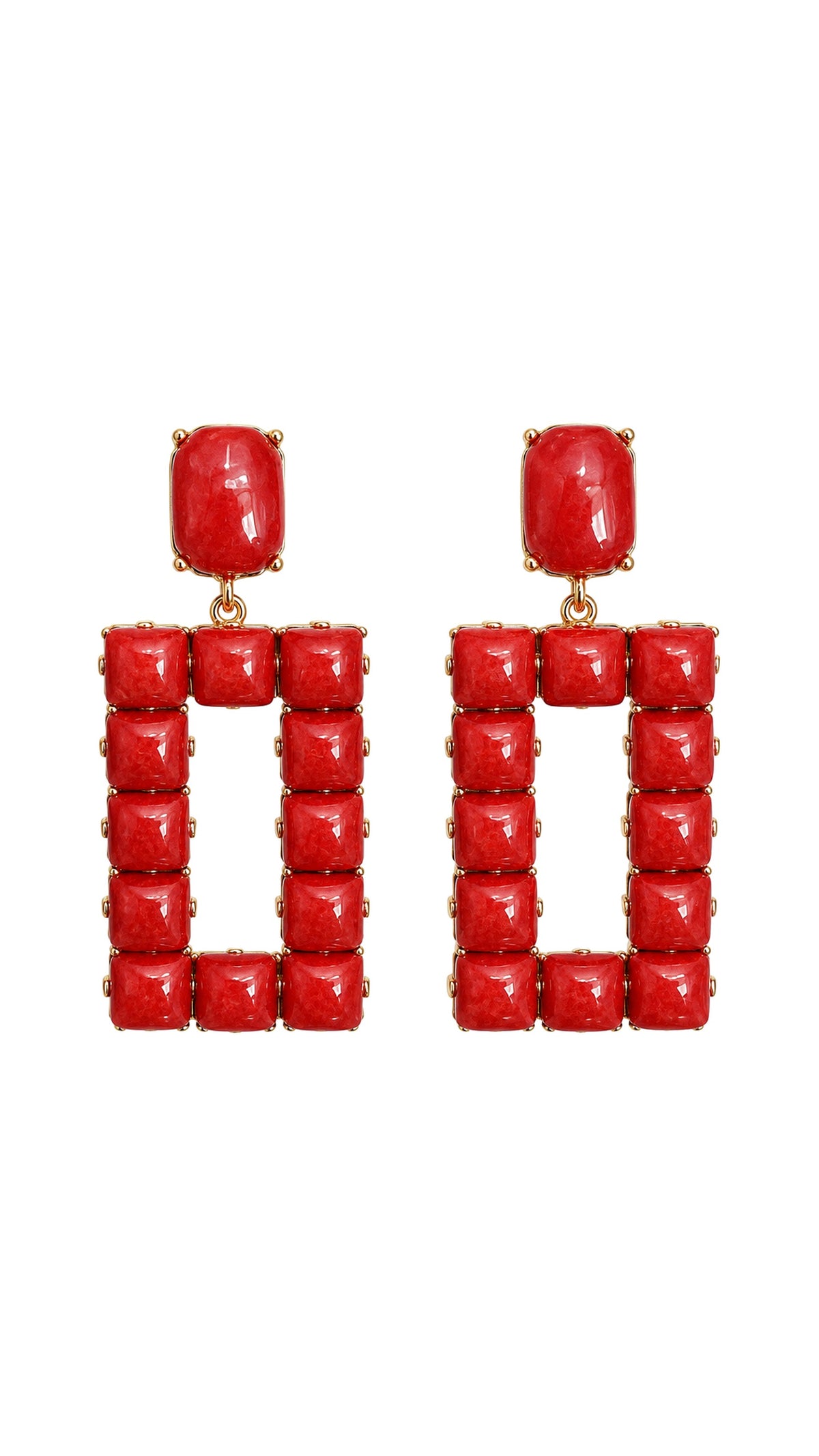 Open Rectangle Stone Statement Earrings 2.5” - The BLVD