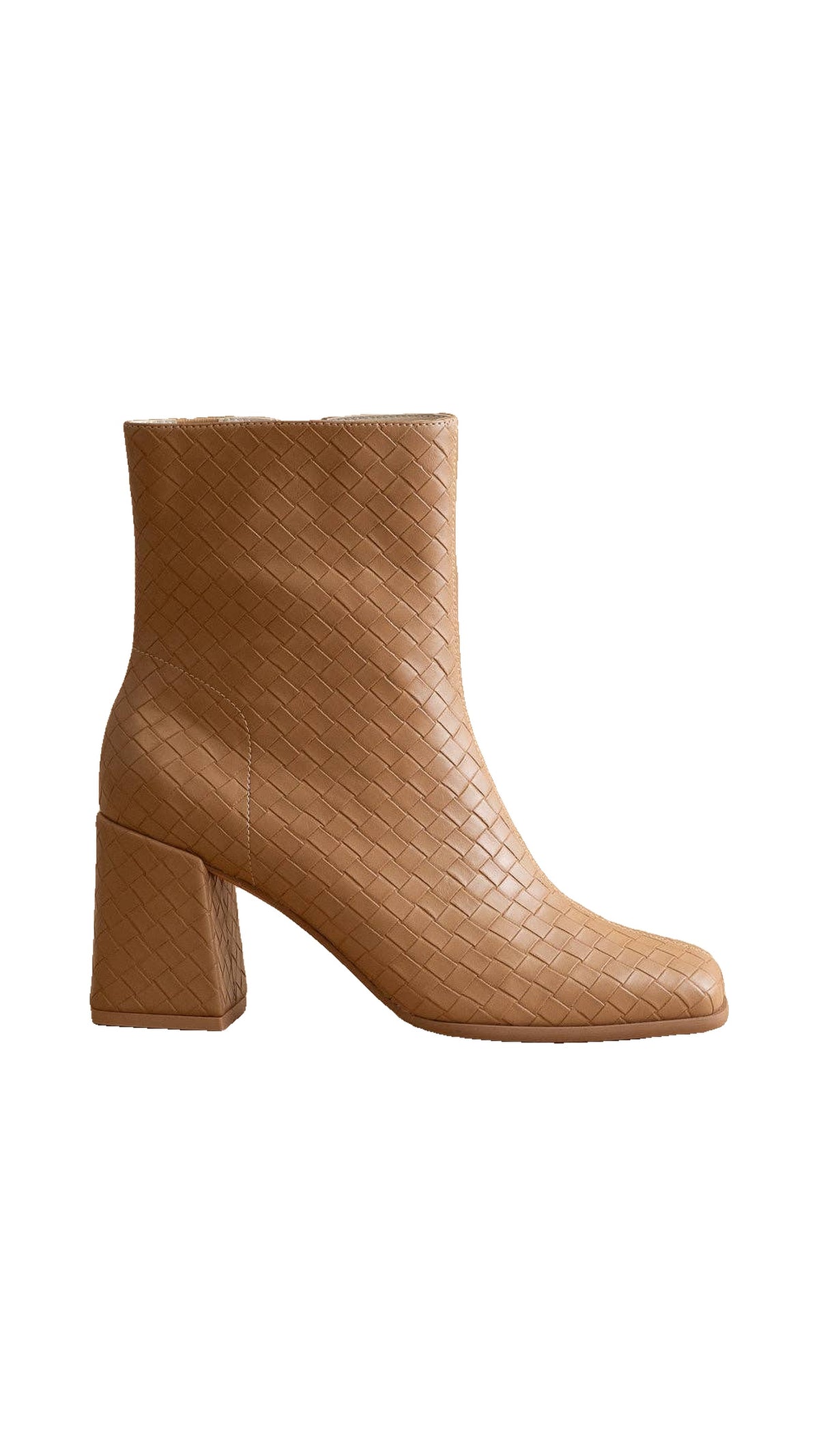 The Demi |Woven Block Heel Bootie/Camel - The BLVD
