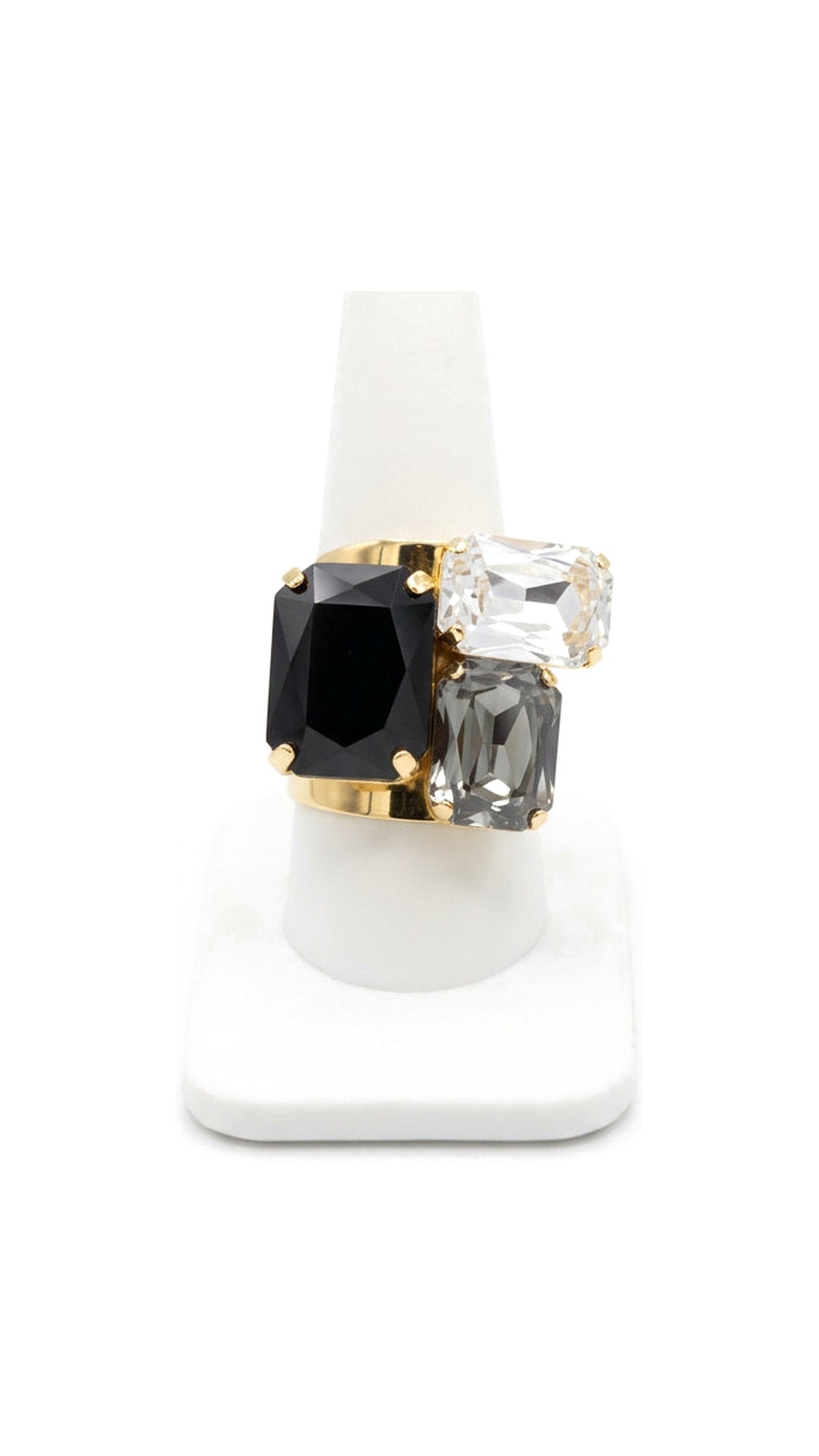 Triple Rhinestone Statement Ring/Blacks - The BLVD