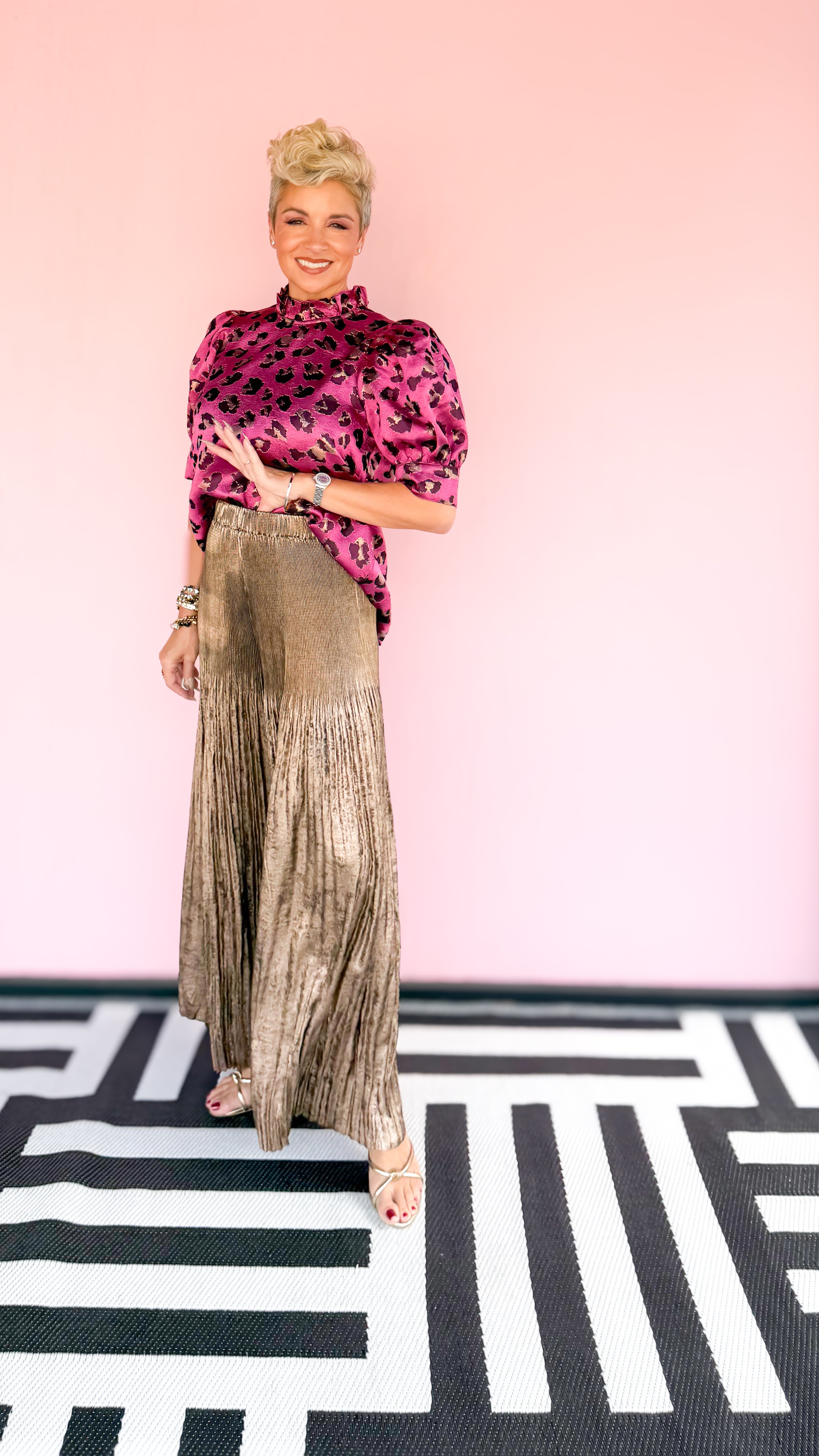 Pleated Wide Leg Pants/Copper